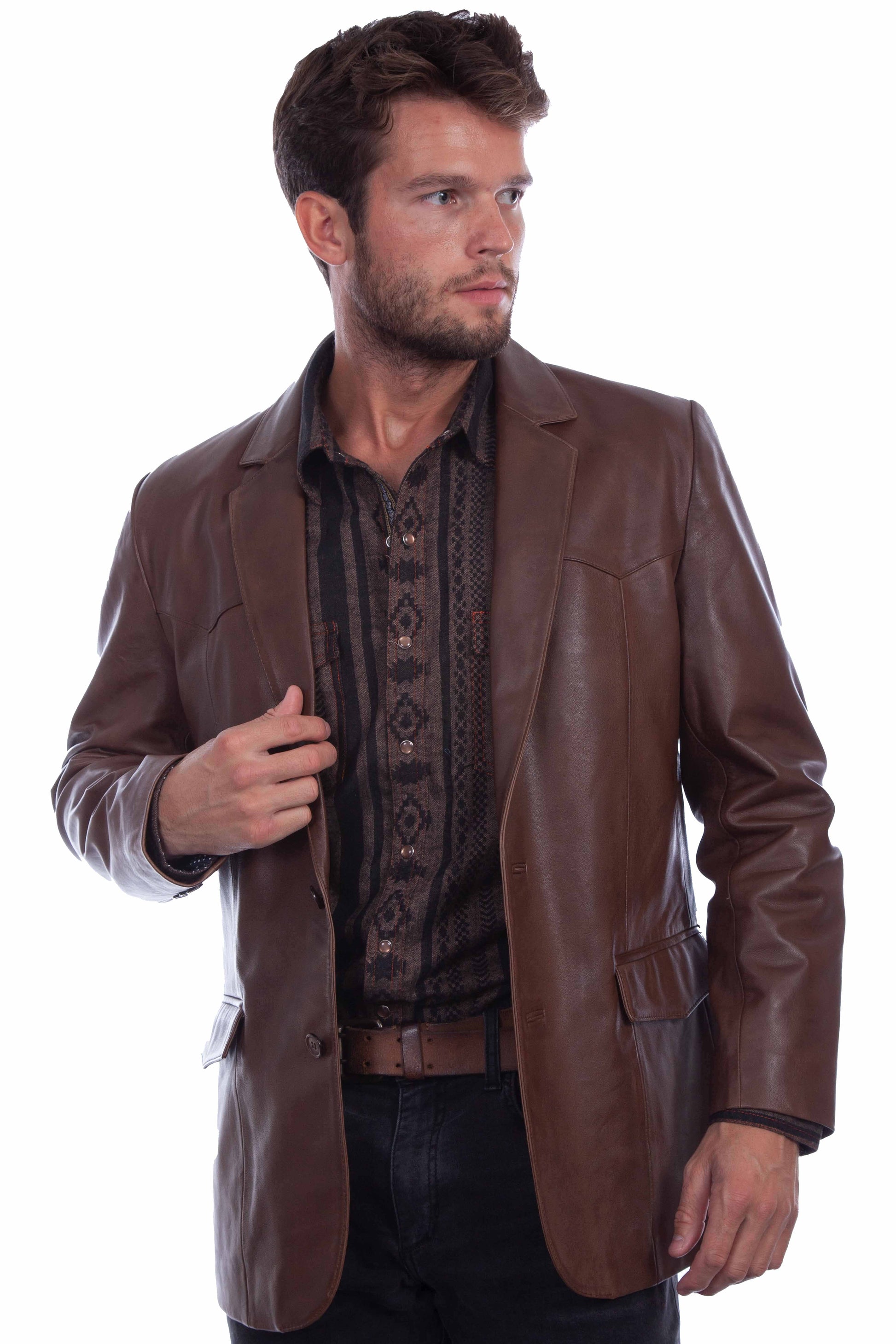 Scully Western Men's Lambskin Classic Blazer in Chocolate