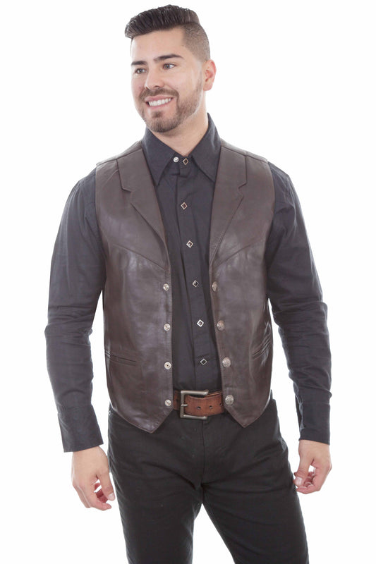 Scully Men's Soft Touch Lambskin Lapel Brown Vest