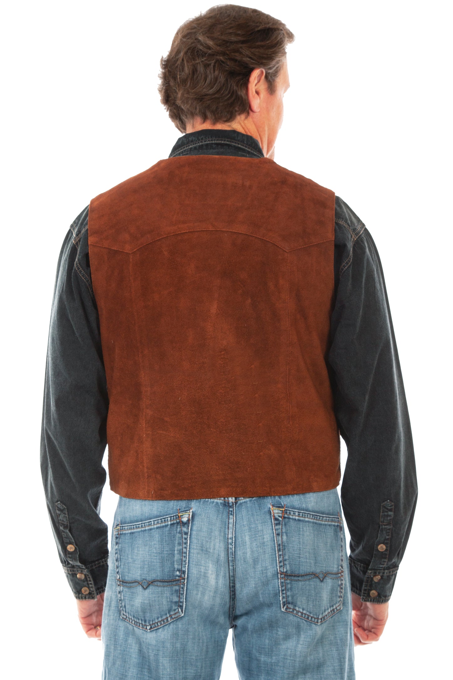 Scully Men's Suede Snap Front Lapel Vest in Cafe Brown