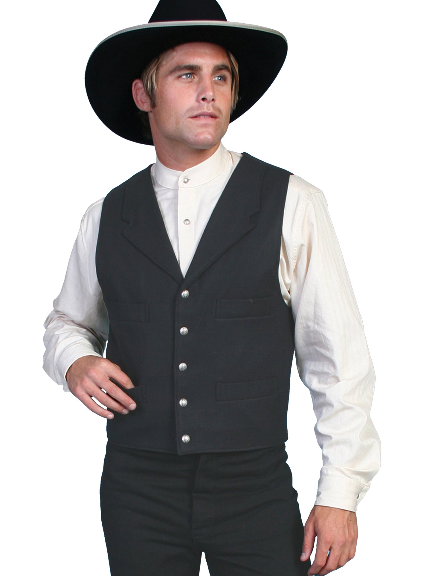 Scully Western Men's Wahmaker Bankers Wool Vest in Black