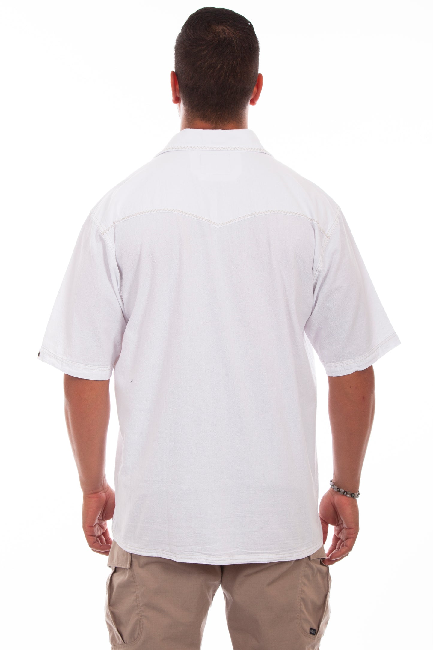 Scully Western Men's Embroidered Palm Tree Shirt in White