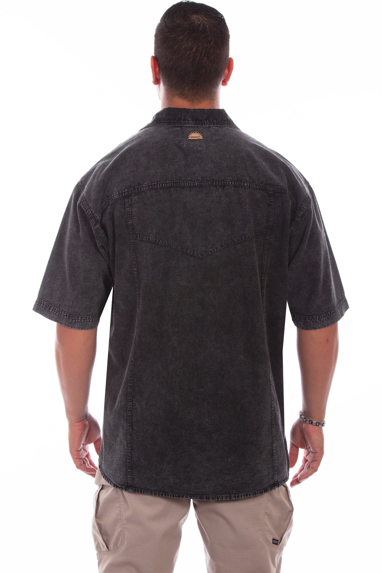 Scully Western Men's Embroidered Shirt in Distressed Black