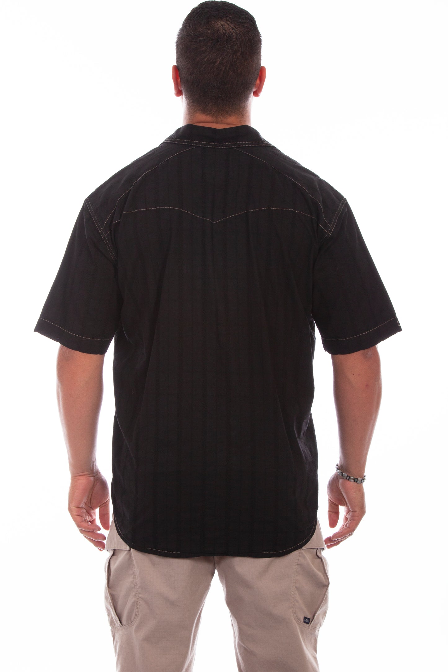 Scully Western Men's Short Sleeve Embroidered Shirt in Black