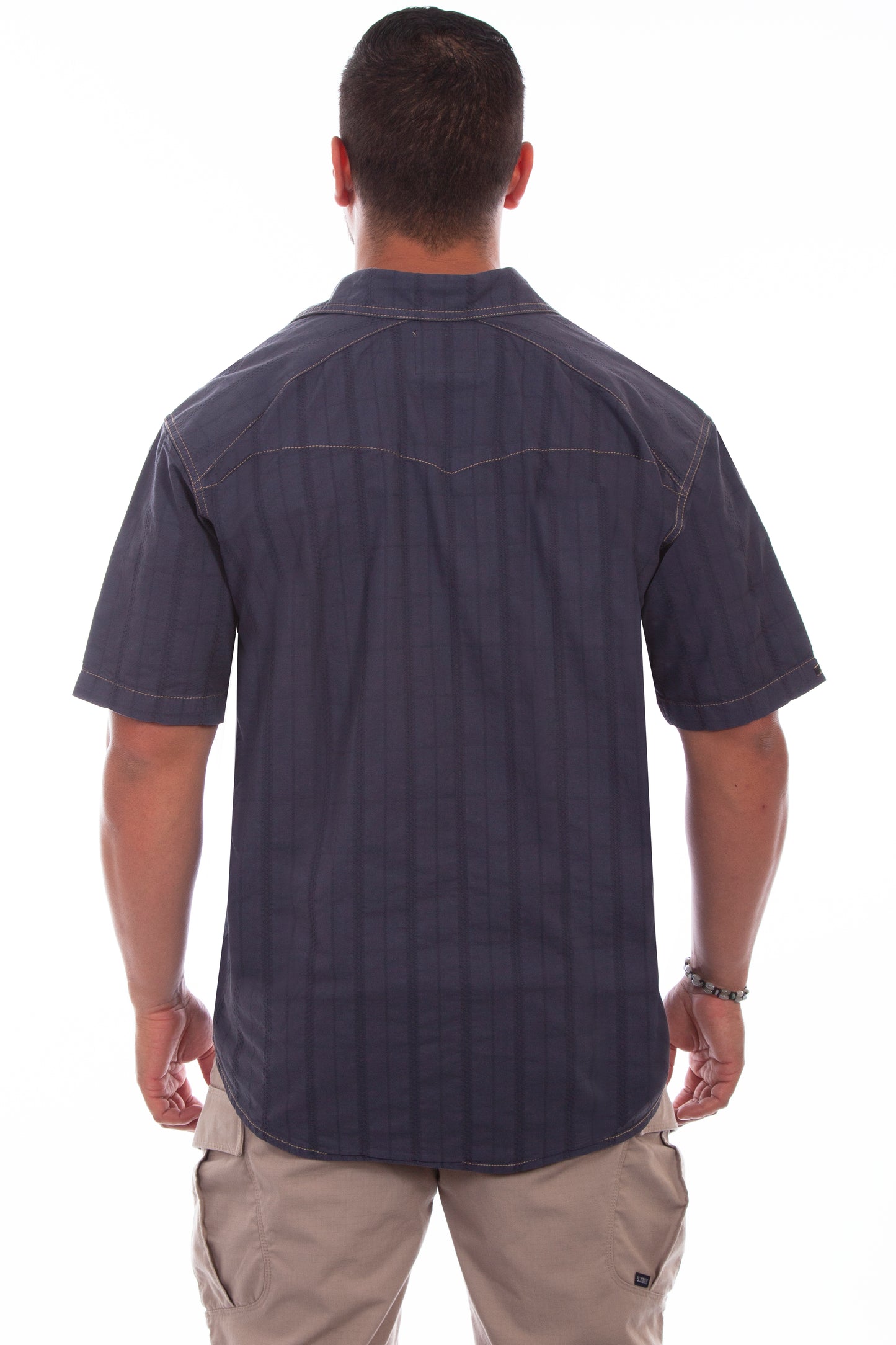 Scully Western Men's Short Sleeve Beachwood Shirt in Vallarta Blue
