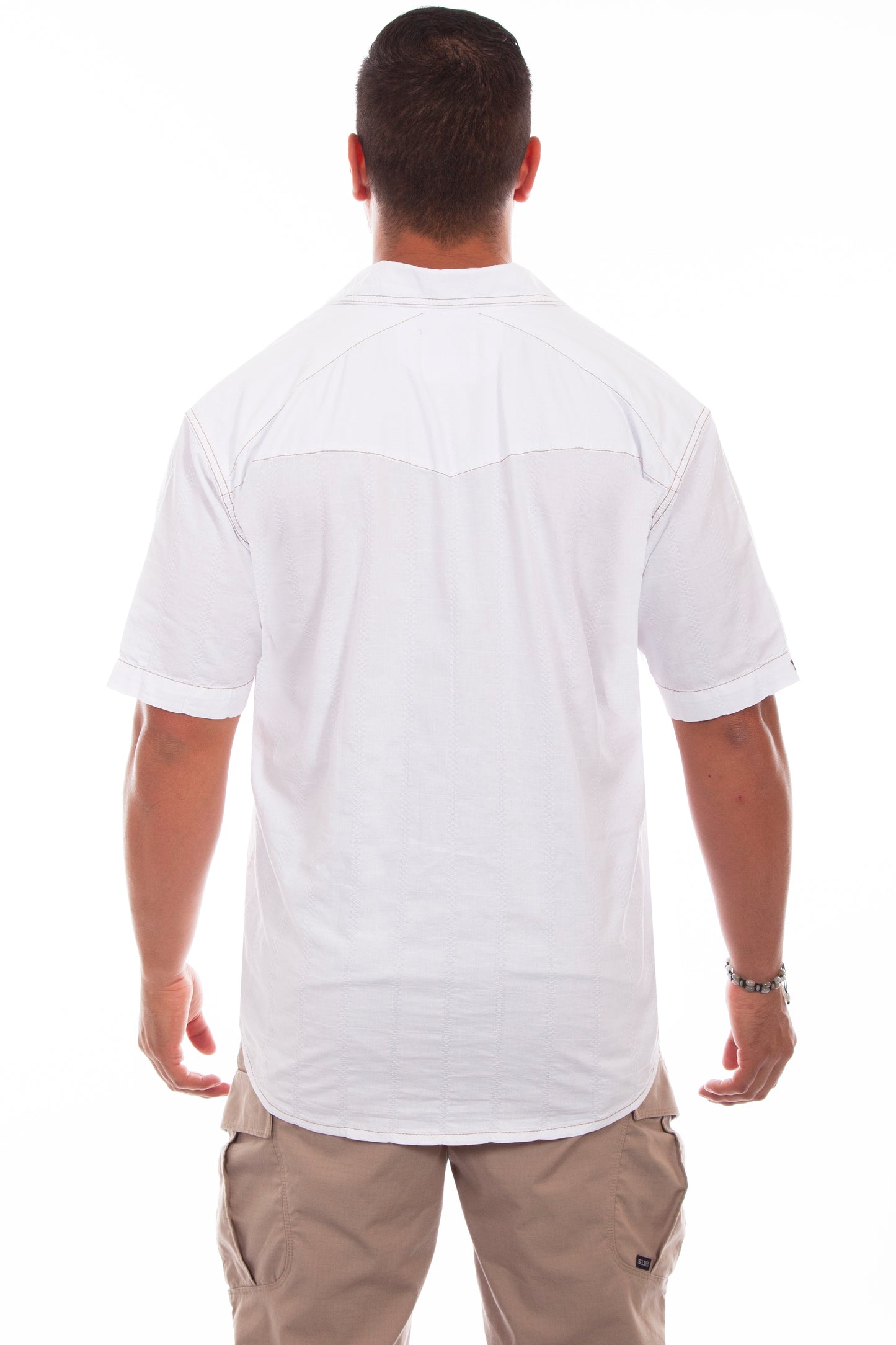Scully Western Men's Short Sleeve Beachwood Shirt in White