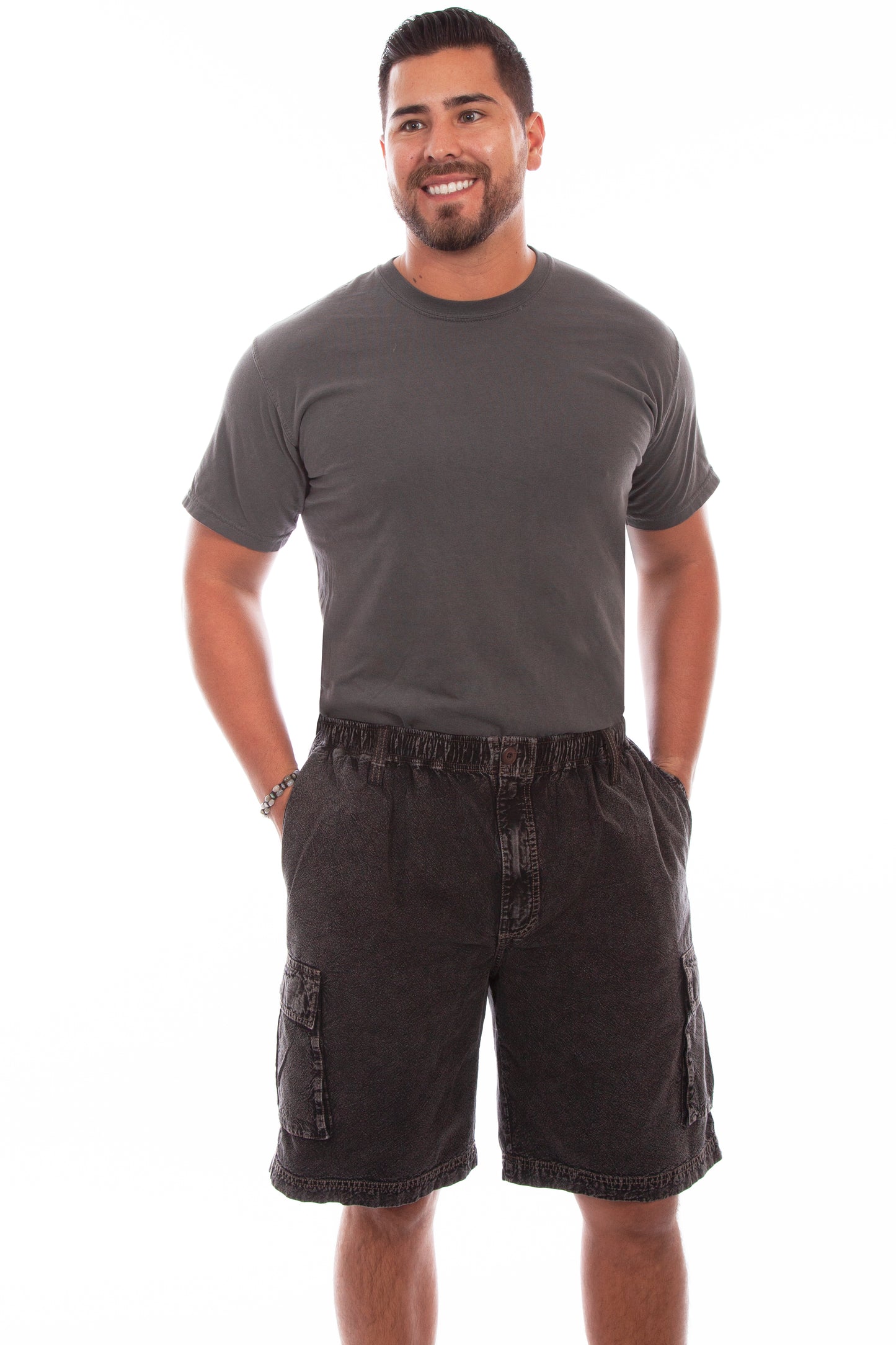 Scully Men's Cotton Roundabout Shorts in Distressed Black