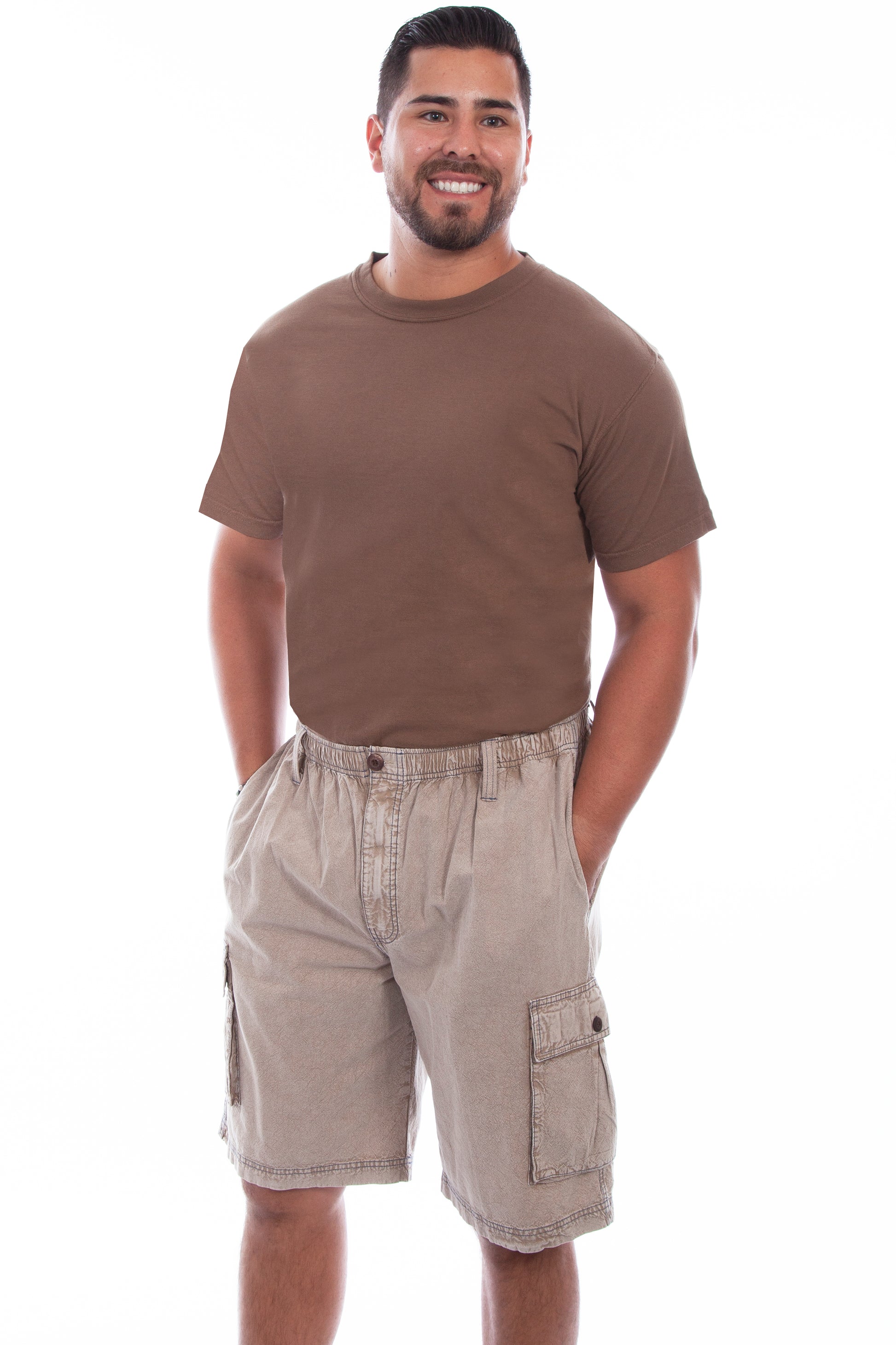 Scully Men's Cotton Round About Shorts in Stone