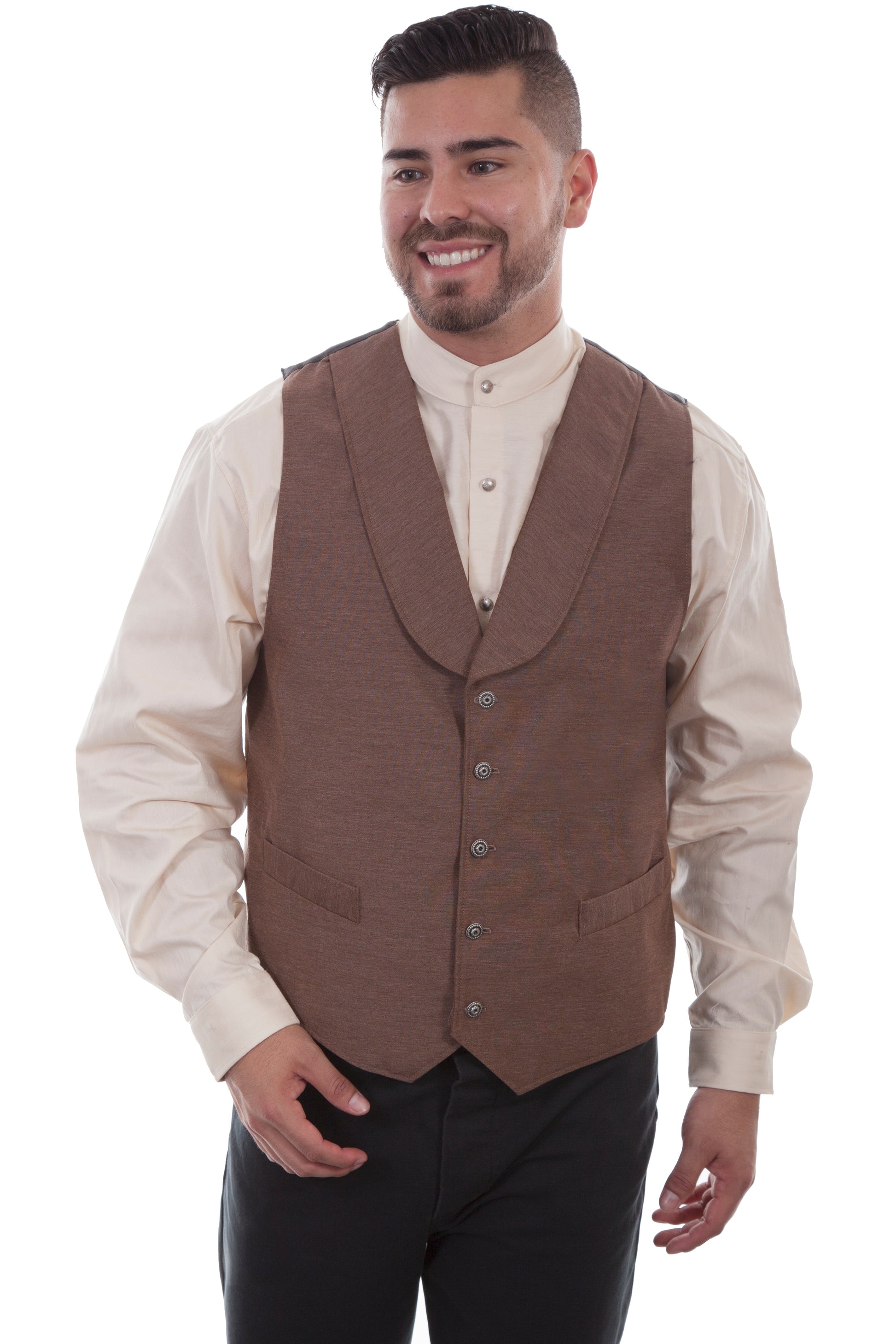 Scully Men's Cotton Vest in Brown