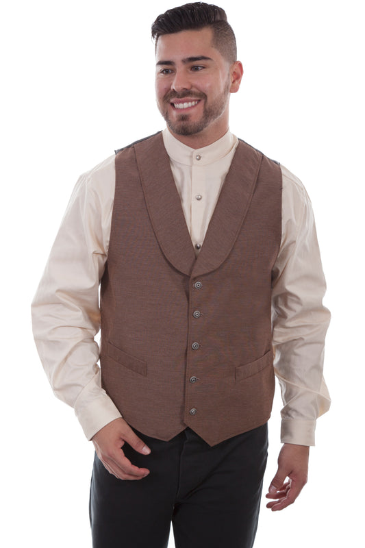 Scully Men's Cotton Vest in Brown