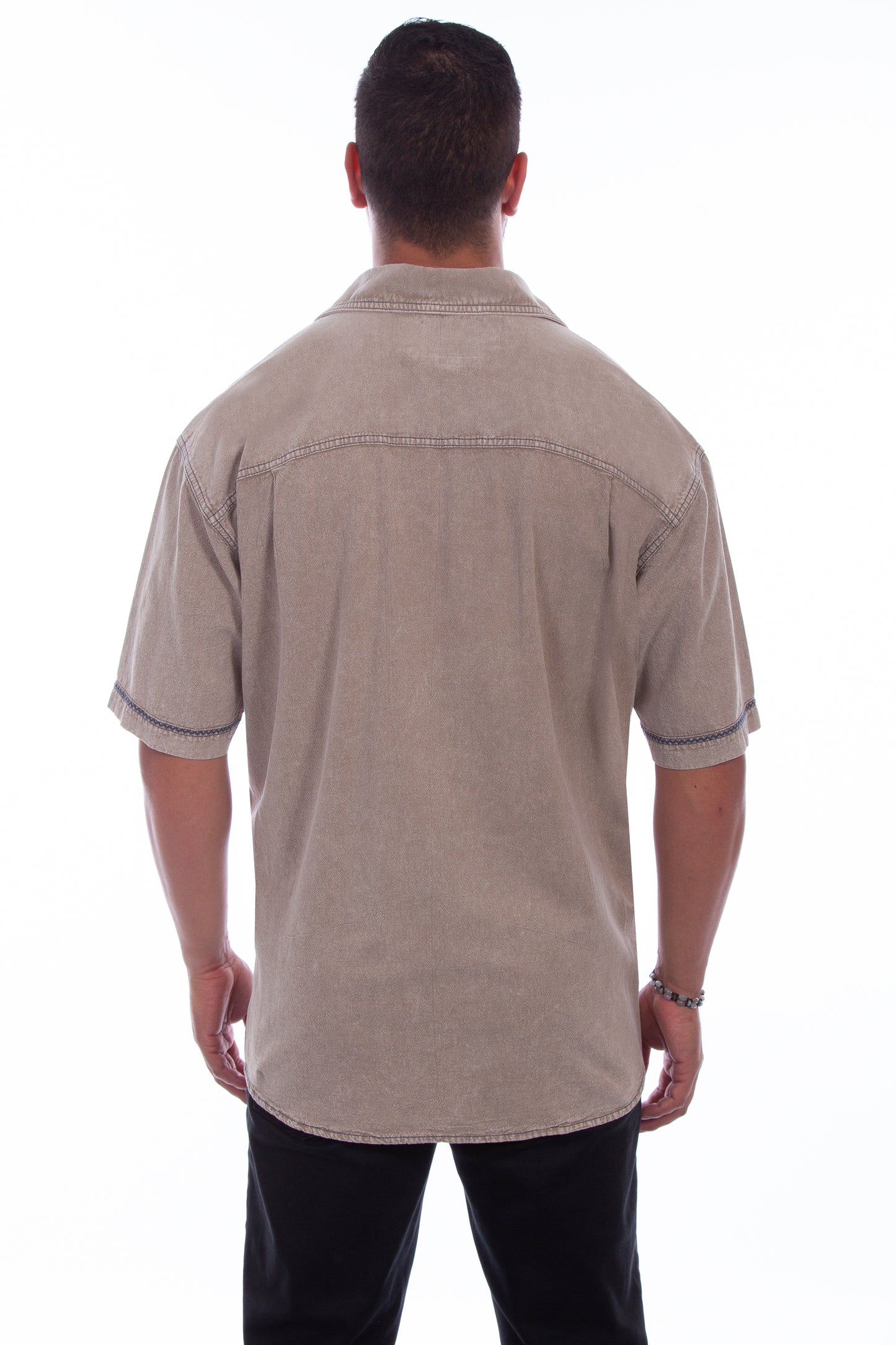 Scully Western Men's Short Sleeve Voyager Shirt in Stone