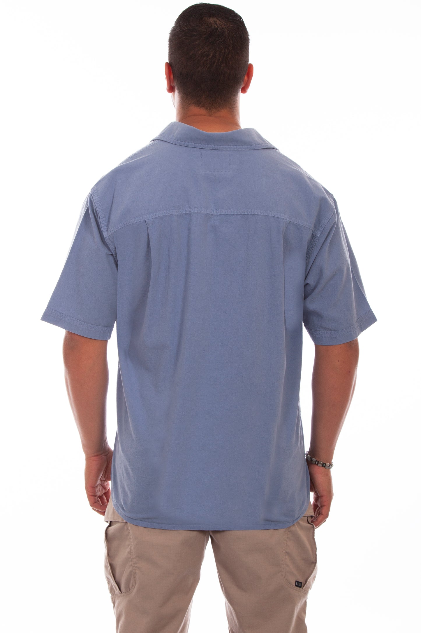 Scully Western Men's Short Sleeve Calypso Shirt in Citadel Blue and White