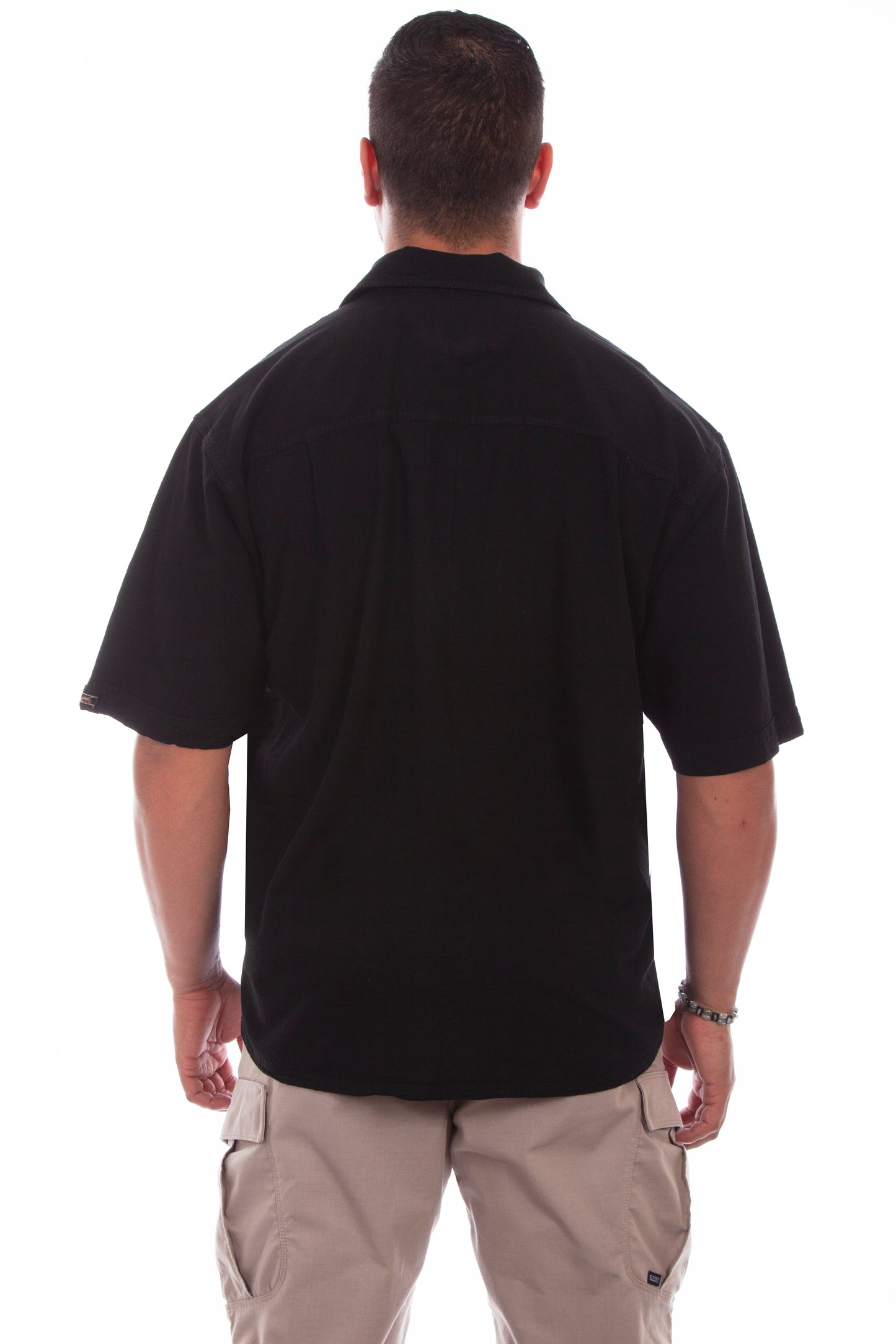 Scully Western Men's Short Sleeve Stripe Button Shirt in Black