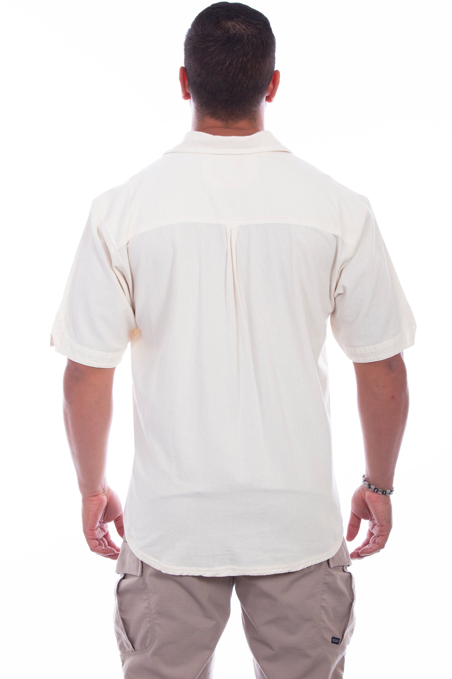 Scully Western Men's Daytona Double Stripe Shirt in Ivory Distressed