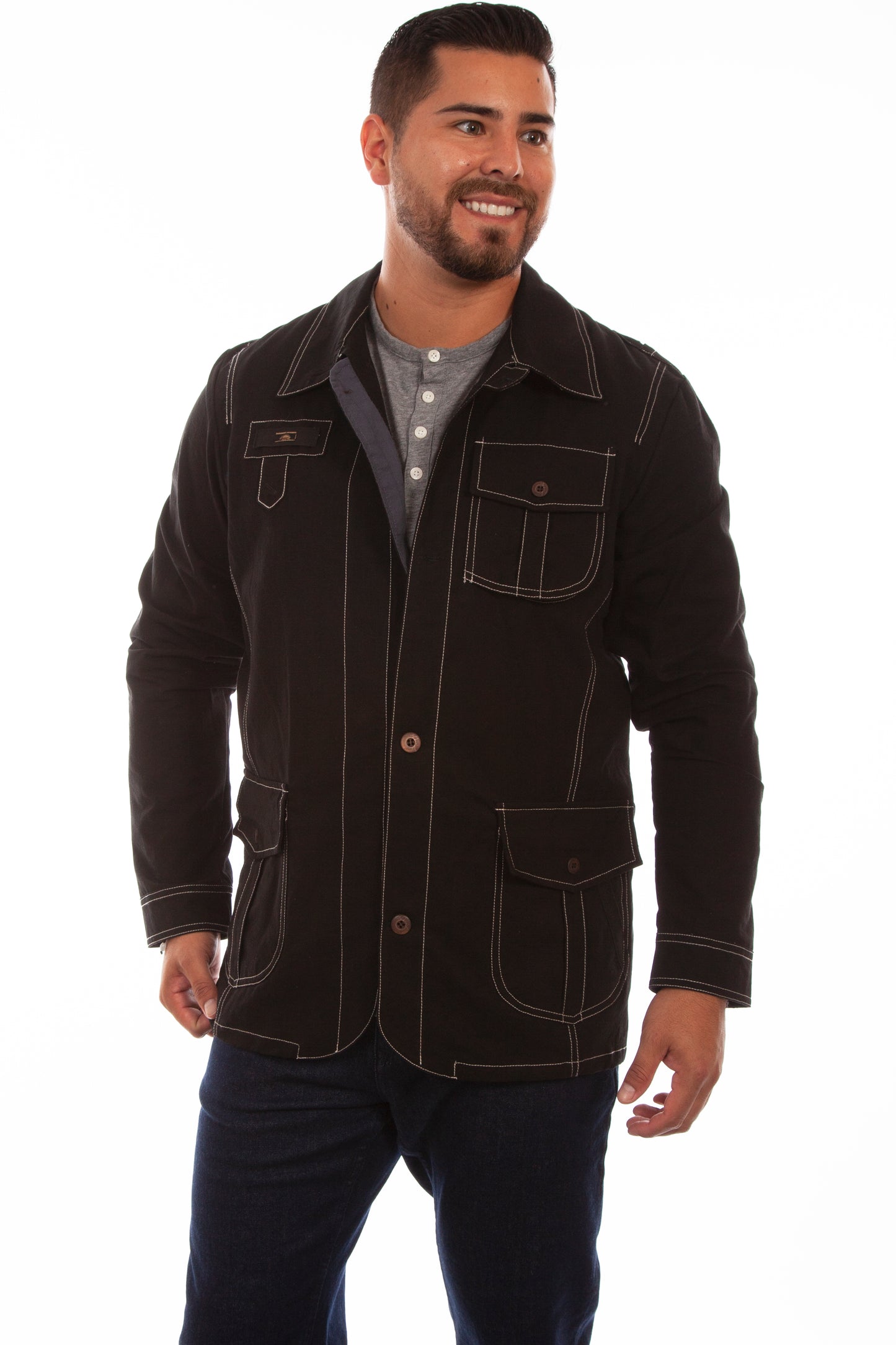 Scully Western Men's Departure Button Cotton Jacket in Black