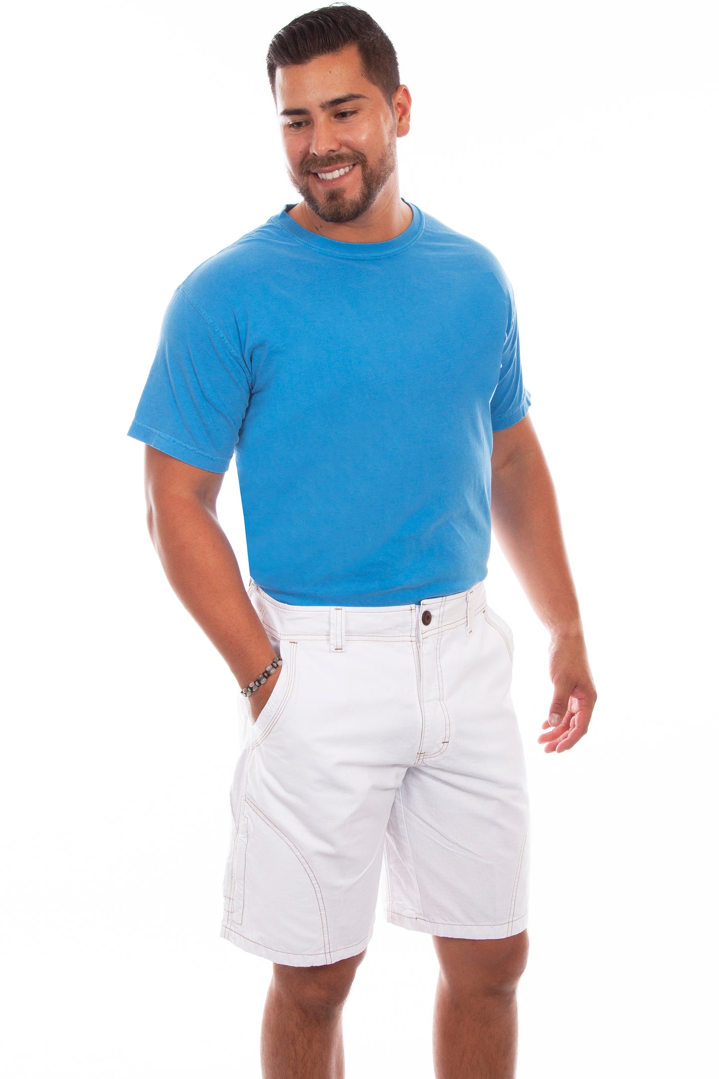 Scully Western Men's Vista Fly Cotton Shorts in White