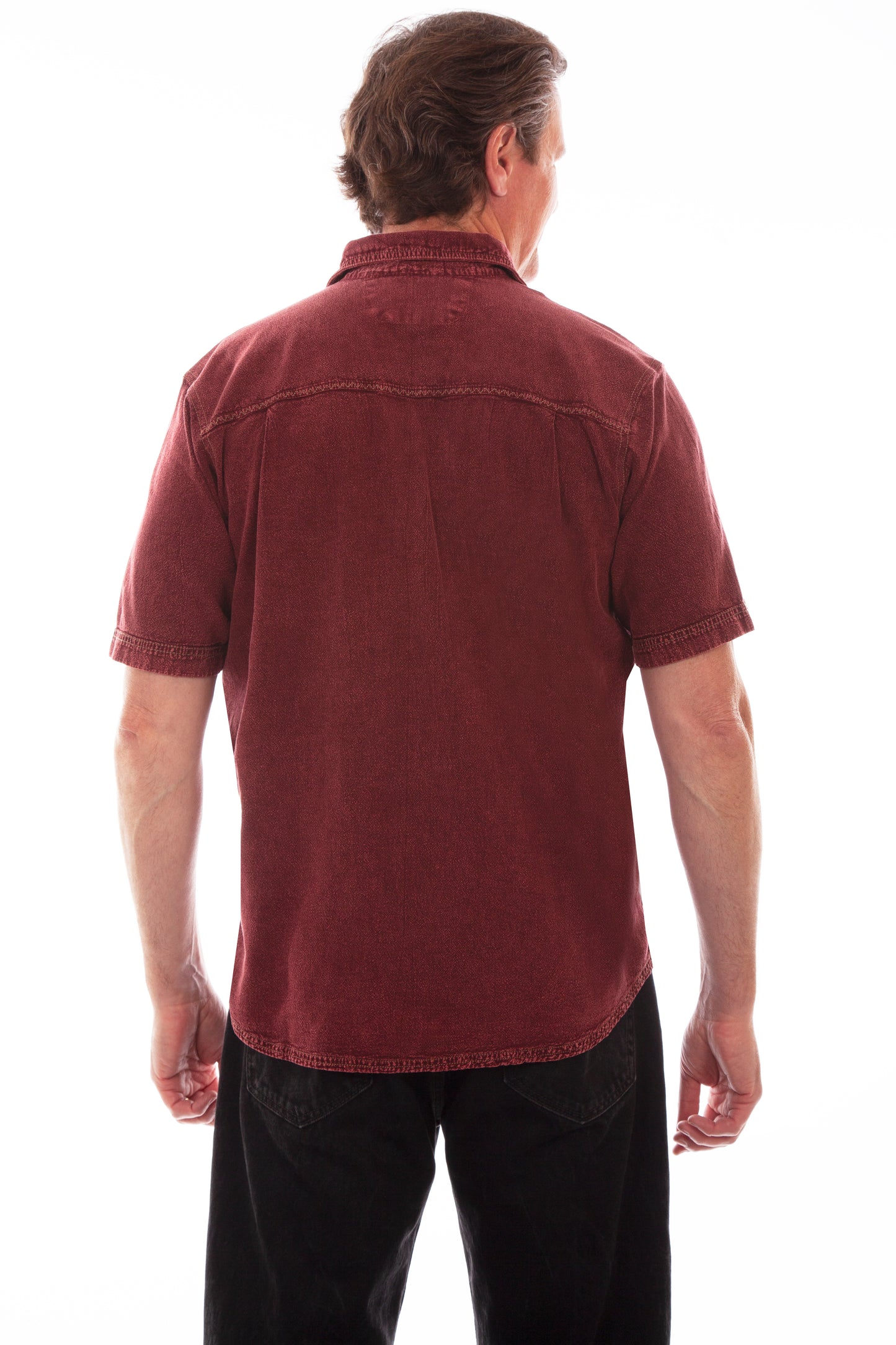 Scully Western Men's Button Stripe Shirt in Burgundy