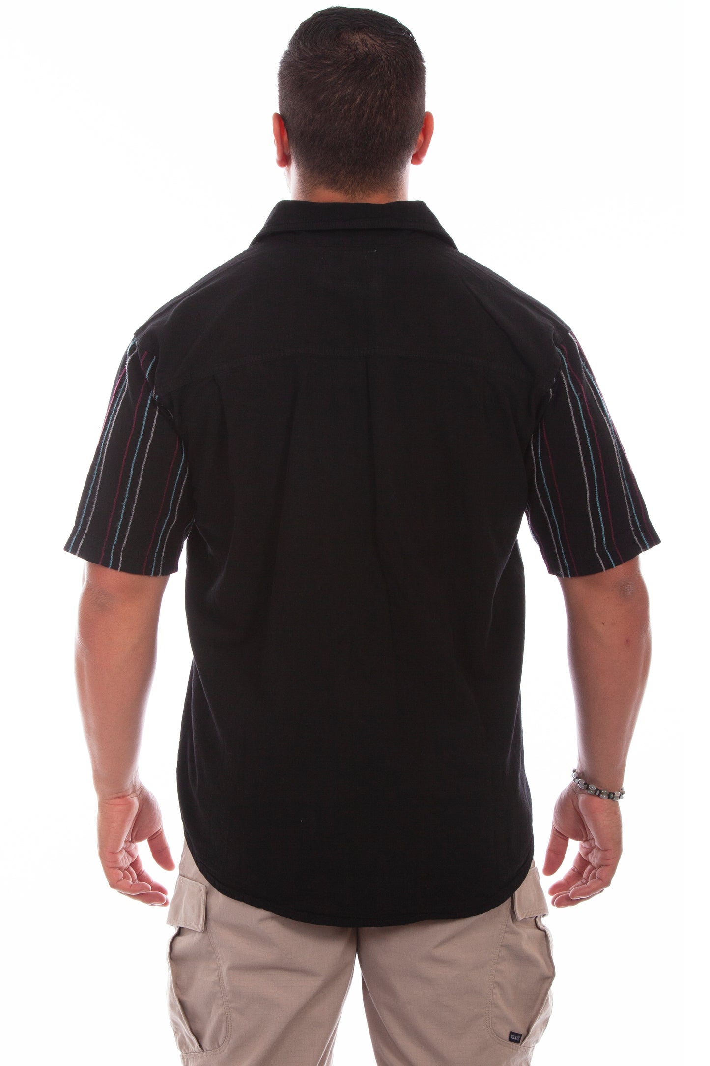 Scully Western Men's Short Sleeve Stripe Button Shirt in Black