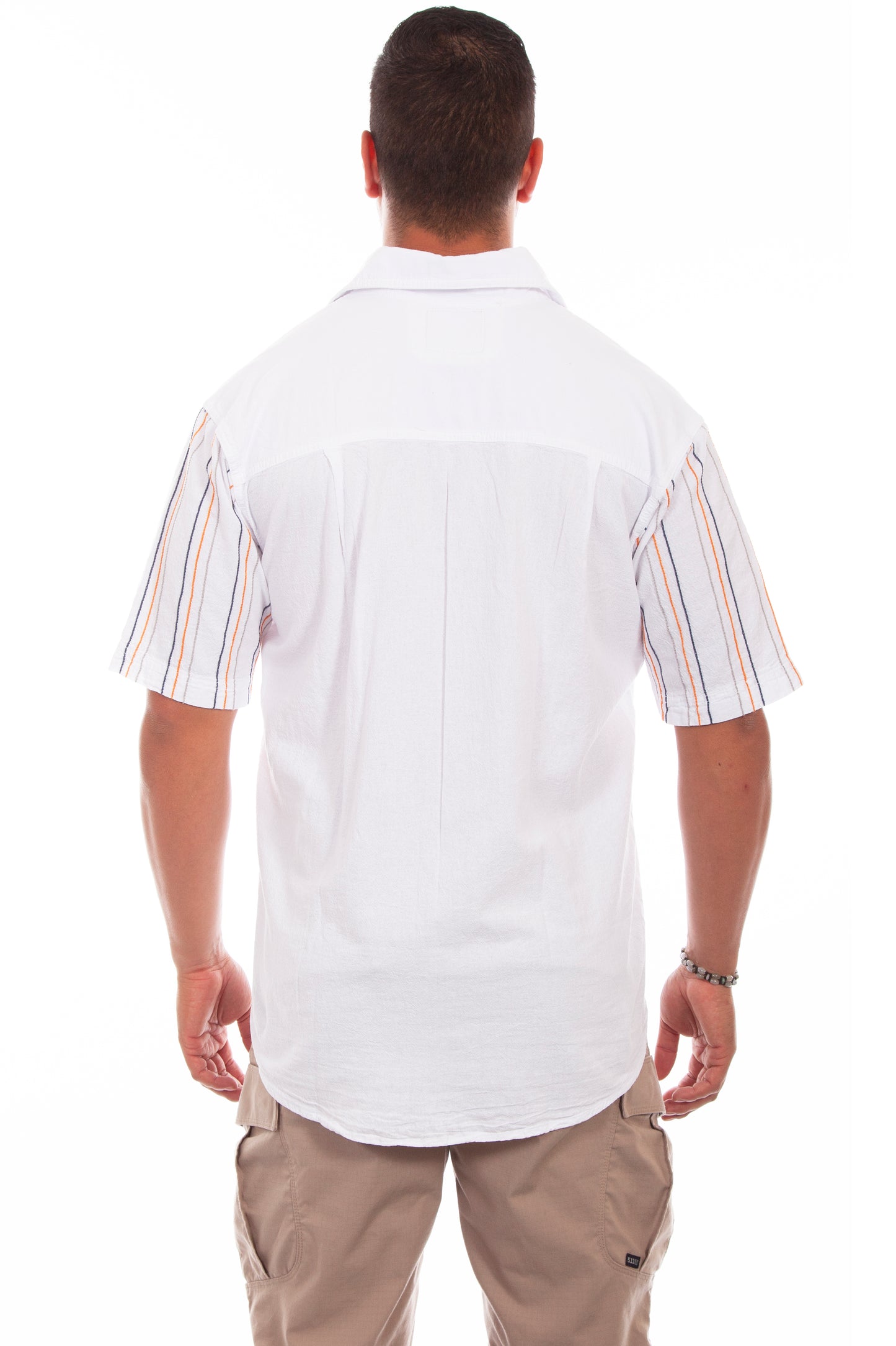 Scully Western Men's Short Sleeve Stripe Button Shirt in White