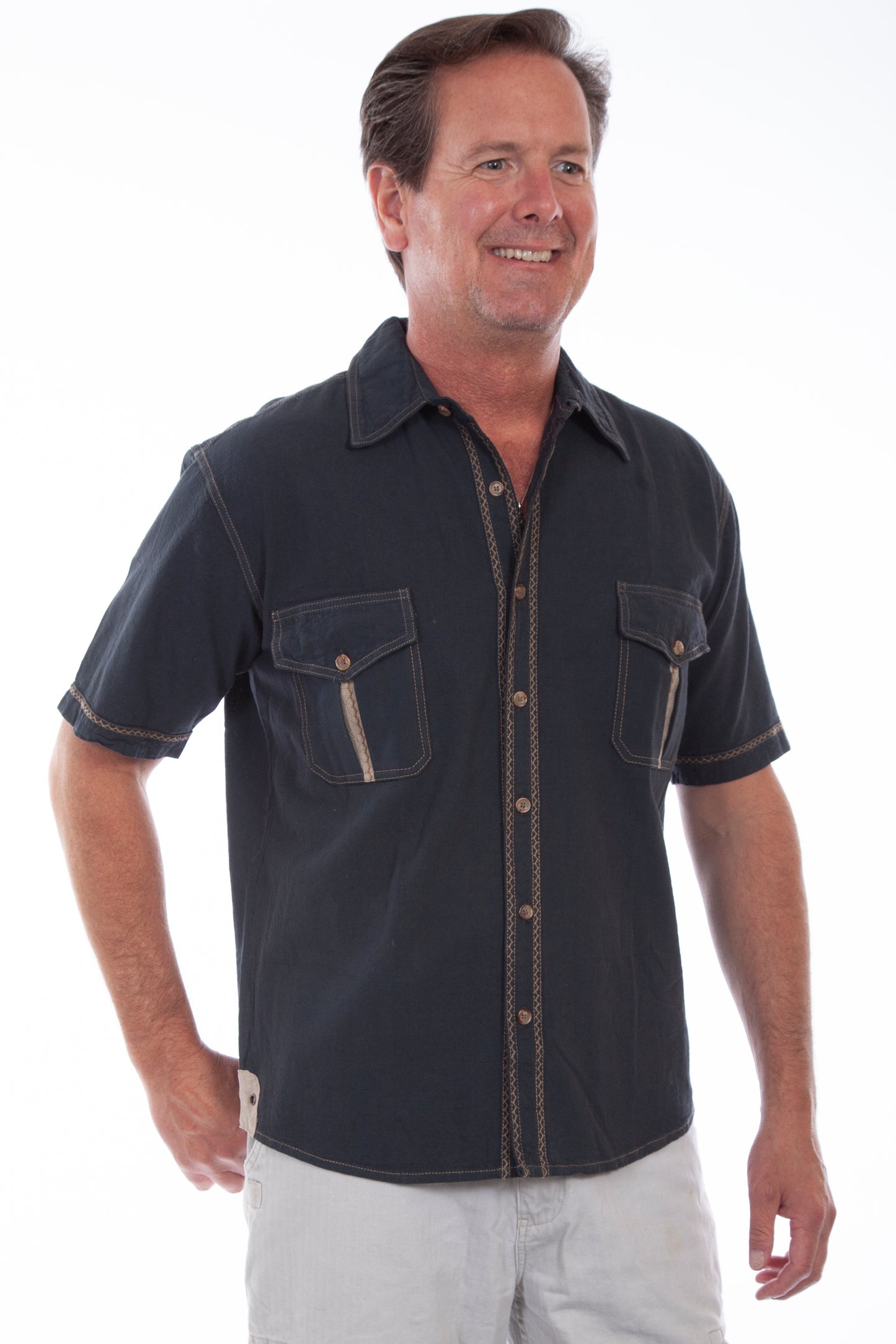 Scully Western Men's Ridgeline Button Front Shirt in Gun Metal
