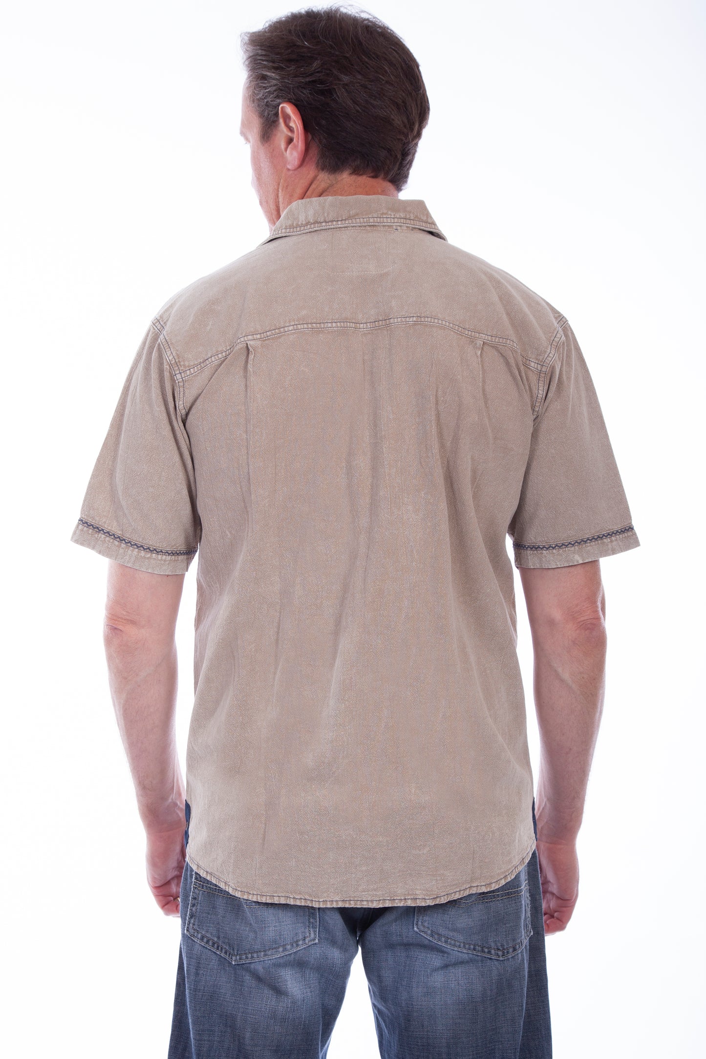 Scully Western Men's Ridgeline Button Front Shirt in Stone