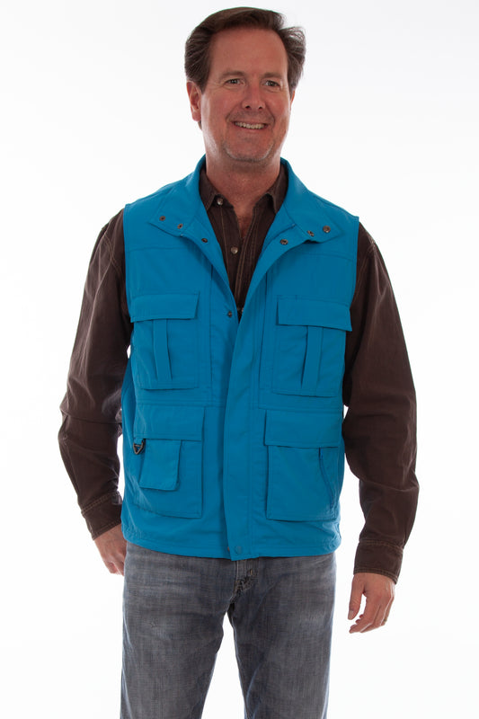 Scully Western Men's Multi Pocket Zip Nylon Vest in Coastal