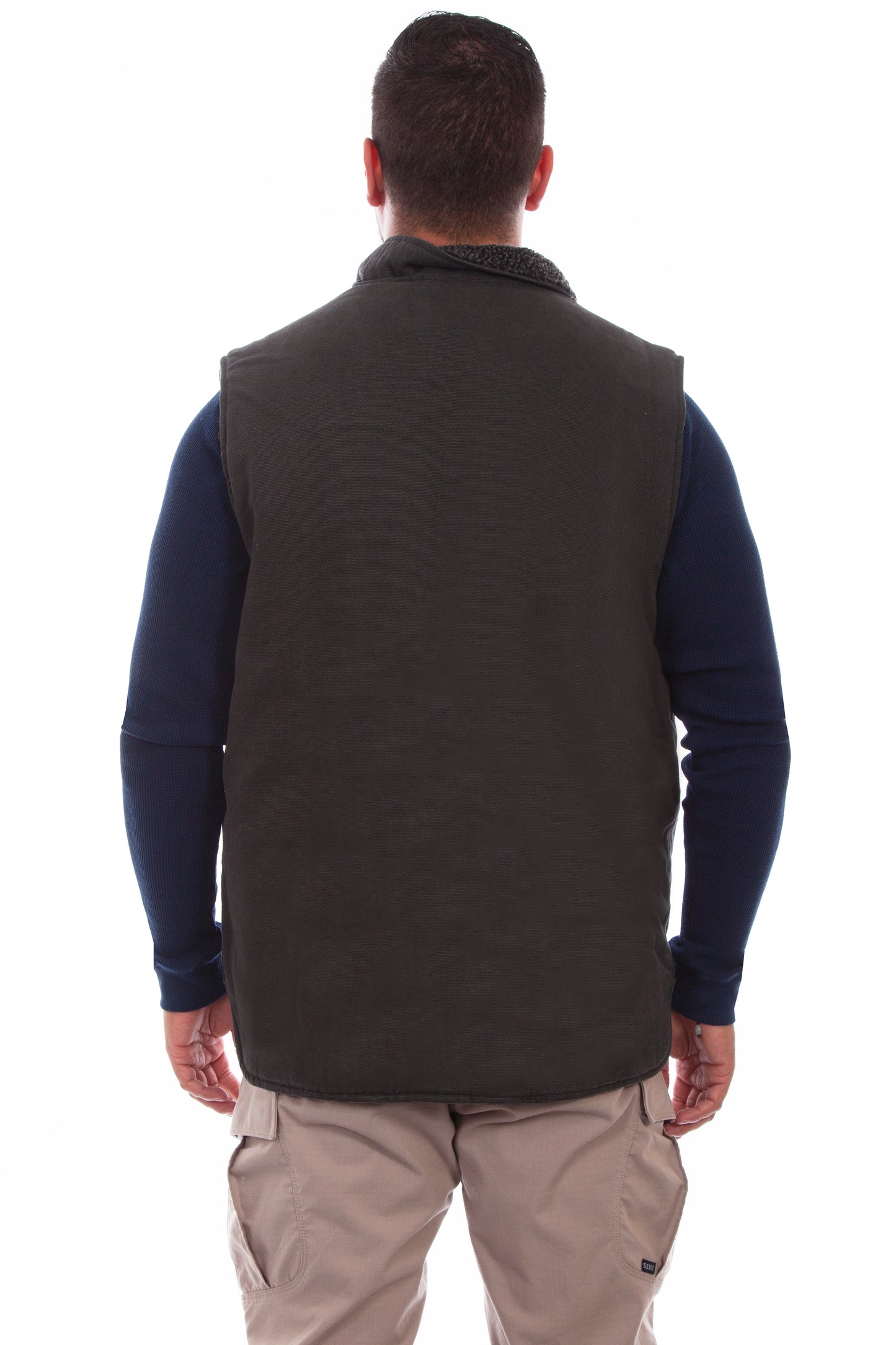 Scully Western Men's Canvas Zip Pockets Vest in Charcoal