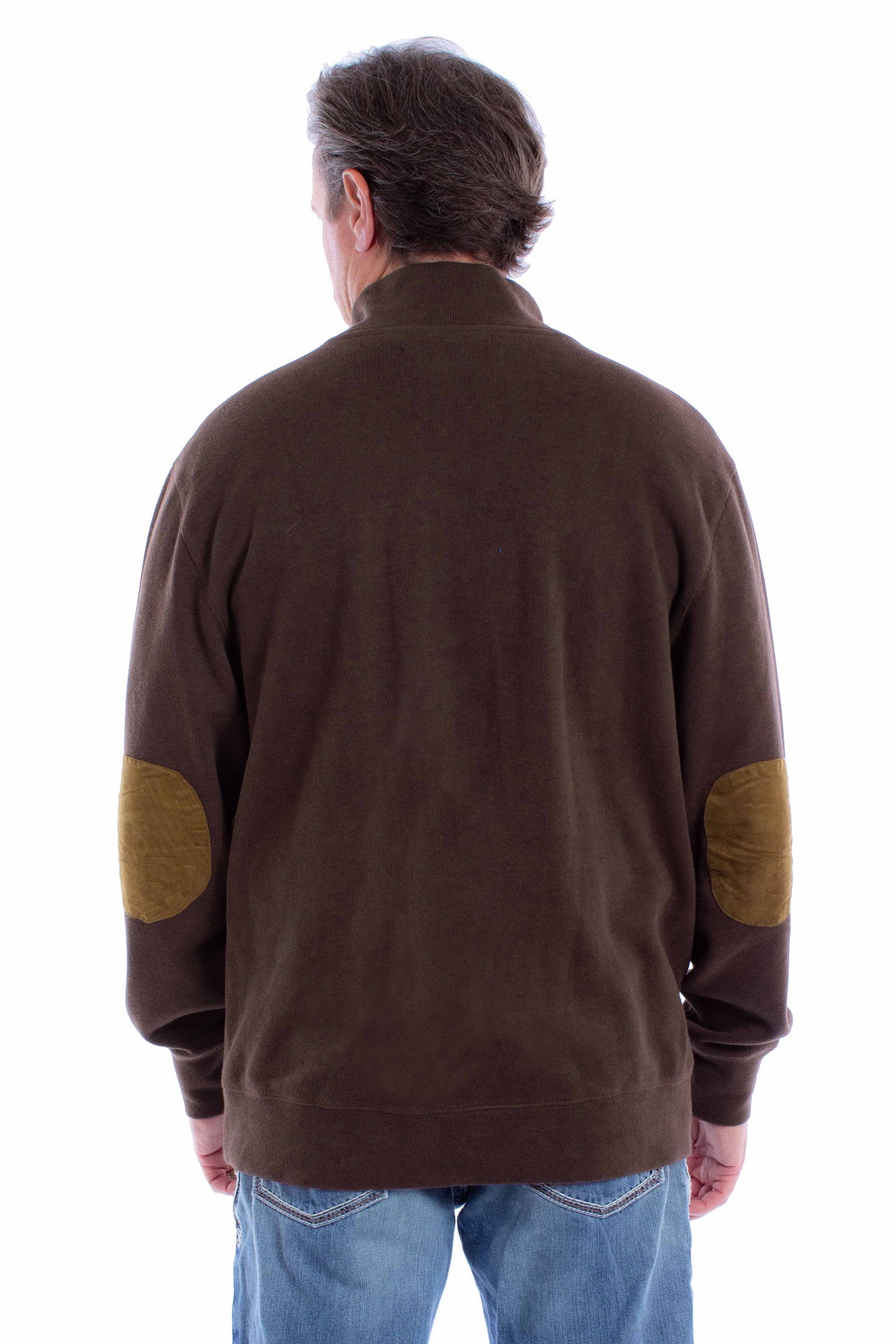 Scully Western Men's Sweater Pullover Elbow Patch in Chocolate