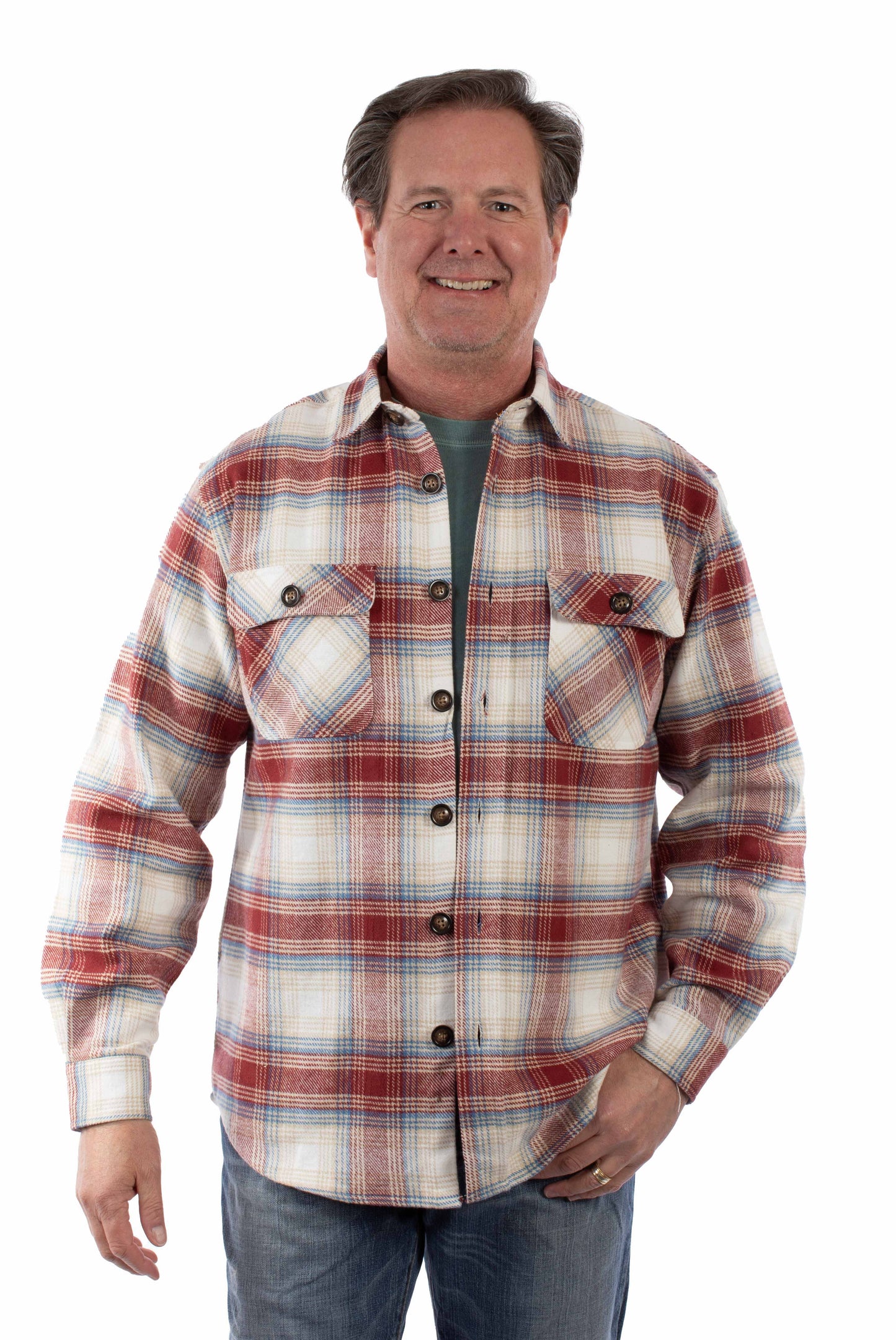 Scully Western Men's Brawny Flannel Plaid Button Shirt in Rust