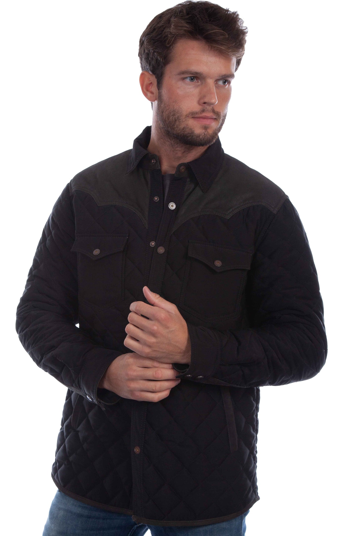 Scully Men's Quilted Canvas Jacket in Black