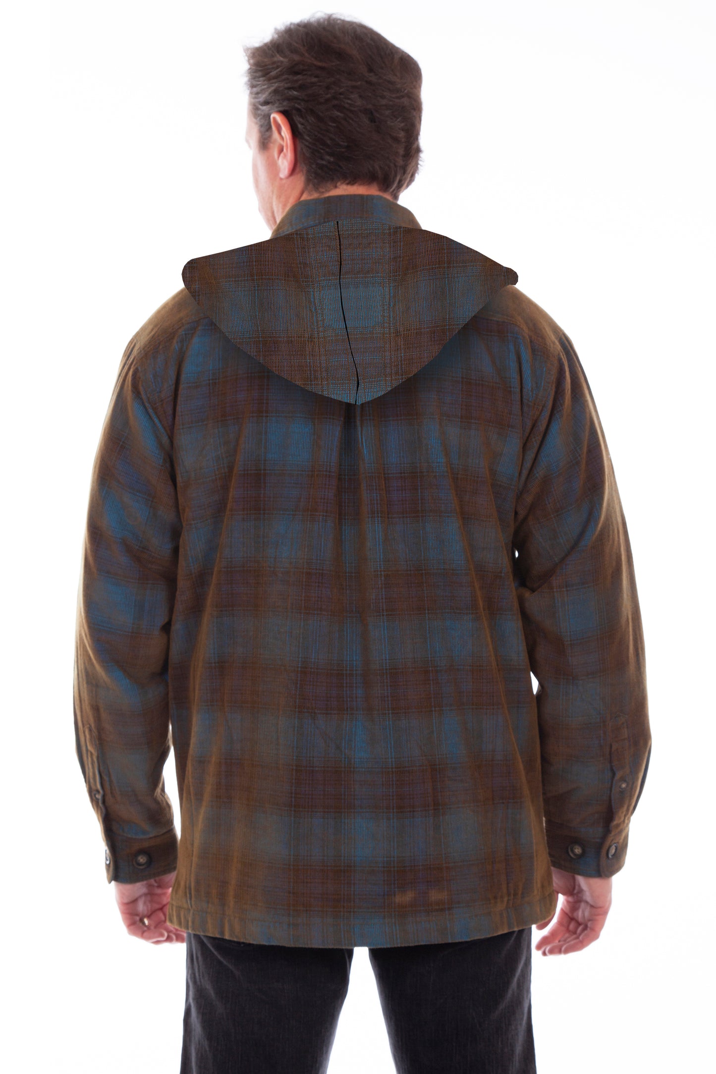 Scully Men's Cotton Sherpa Corduroy Hoodie in Blue-Brown