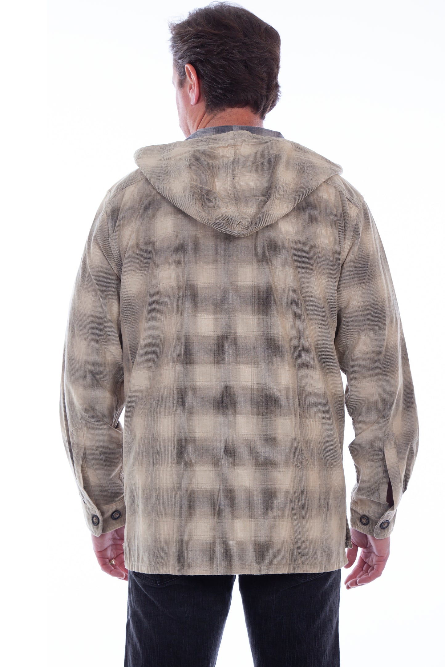 Scully Western Men's Plaid Sherpa Lined Corduroy Jacket in Tan