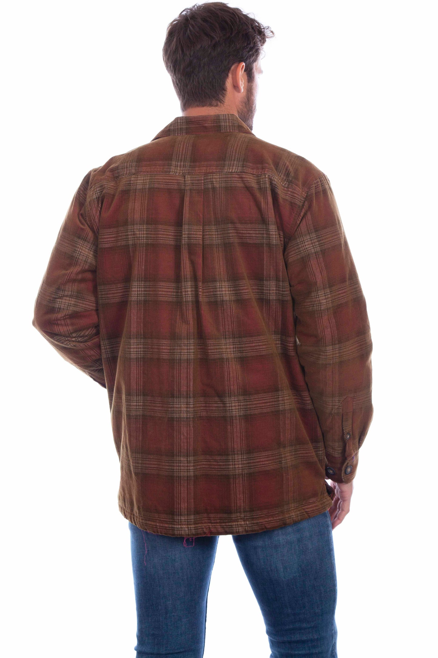 Scully Western Men's Sherpa Lined Shirt Jacket in Wine Brown