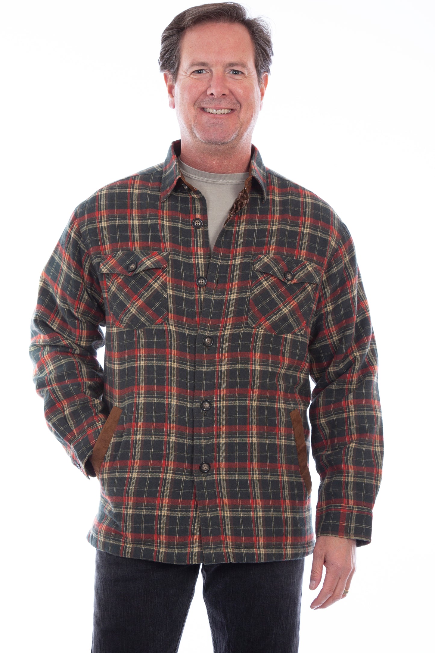 Scully Western Men's Flannel Sherpa Lined Jacket in Forest