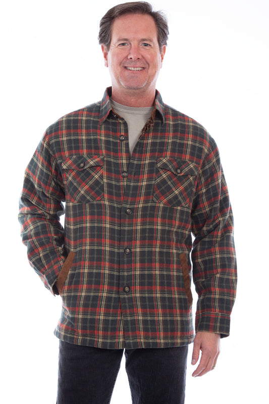 Scully Western Men's Flannel Sherpa Lined Jacket in Forest