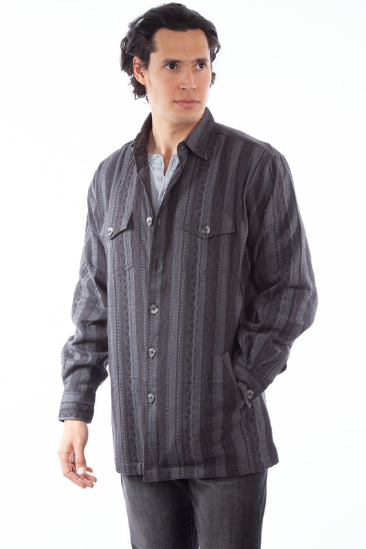 Scully Men's Dobby Stripe Shirt Cotton Cotton Jacket in Charcoal