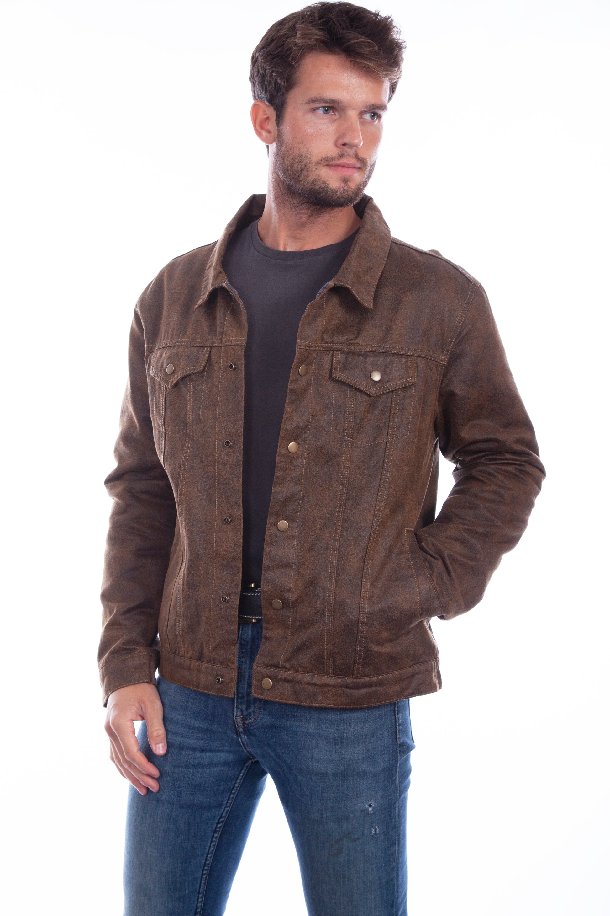 Scully Western Men's Faux Lined Jean Jacket With Corduroy Lining