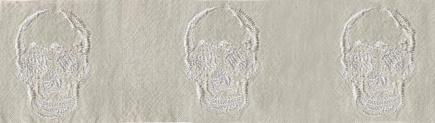 Scully Western Men's Embroidered Skull Short Sleeve Shirt in Ivory Distressed