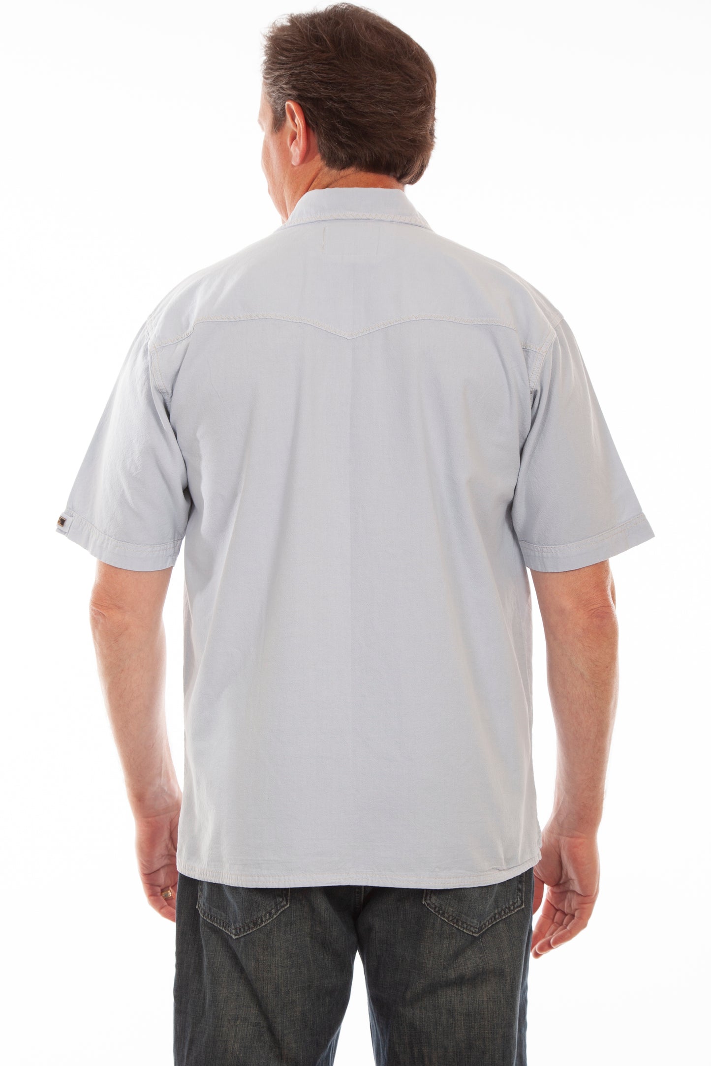 Scully Western Men's Embroidered Horseshoe Short Sleeve Shirt in Ice Grey