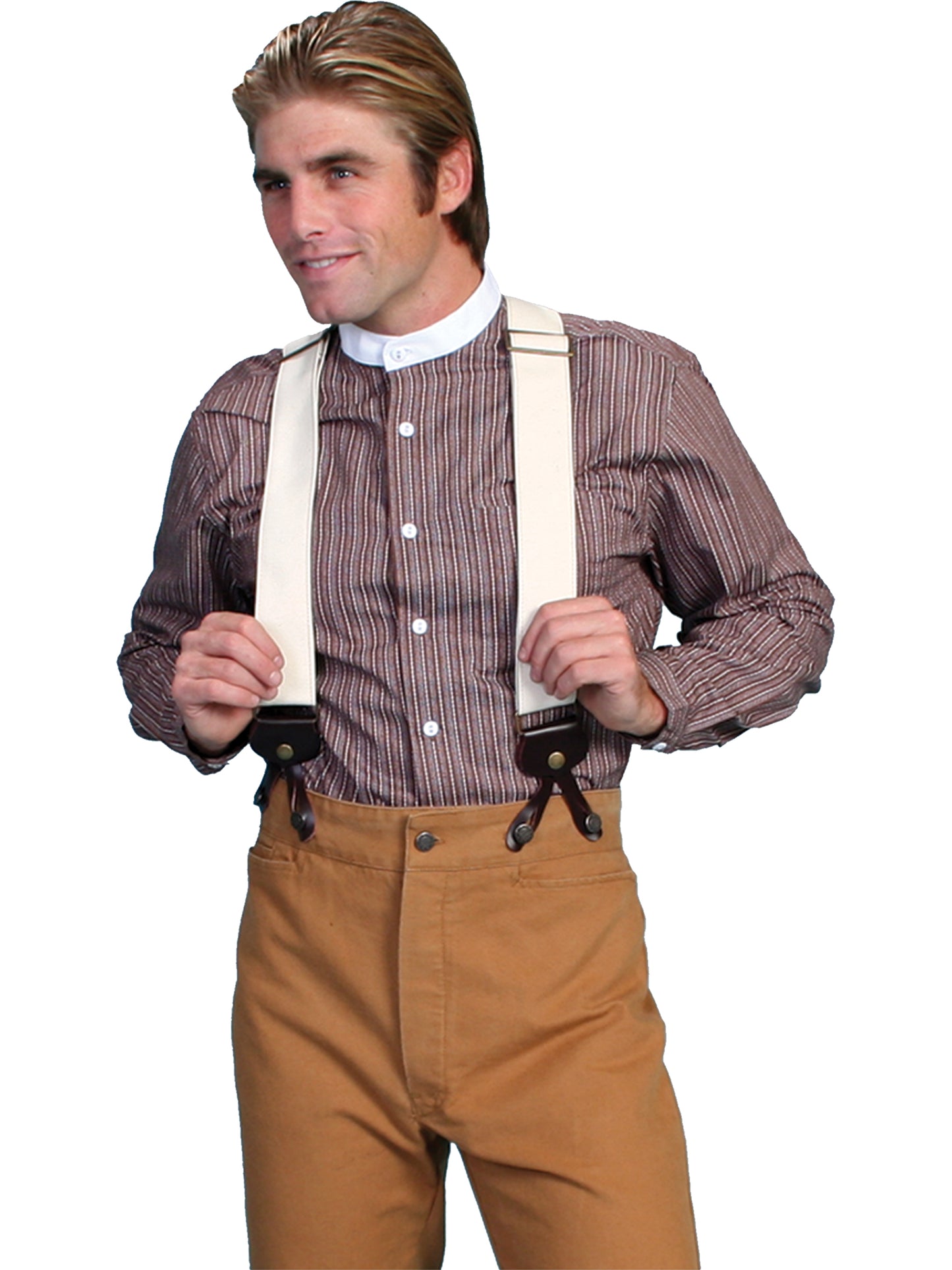 Scully Men's Wahmaker Canvas Suspenders in Natural