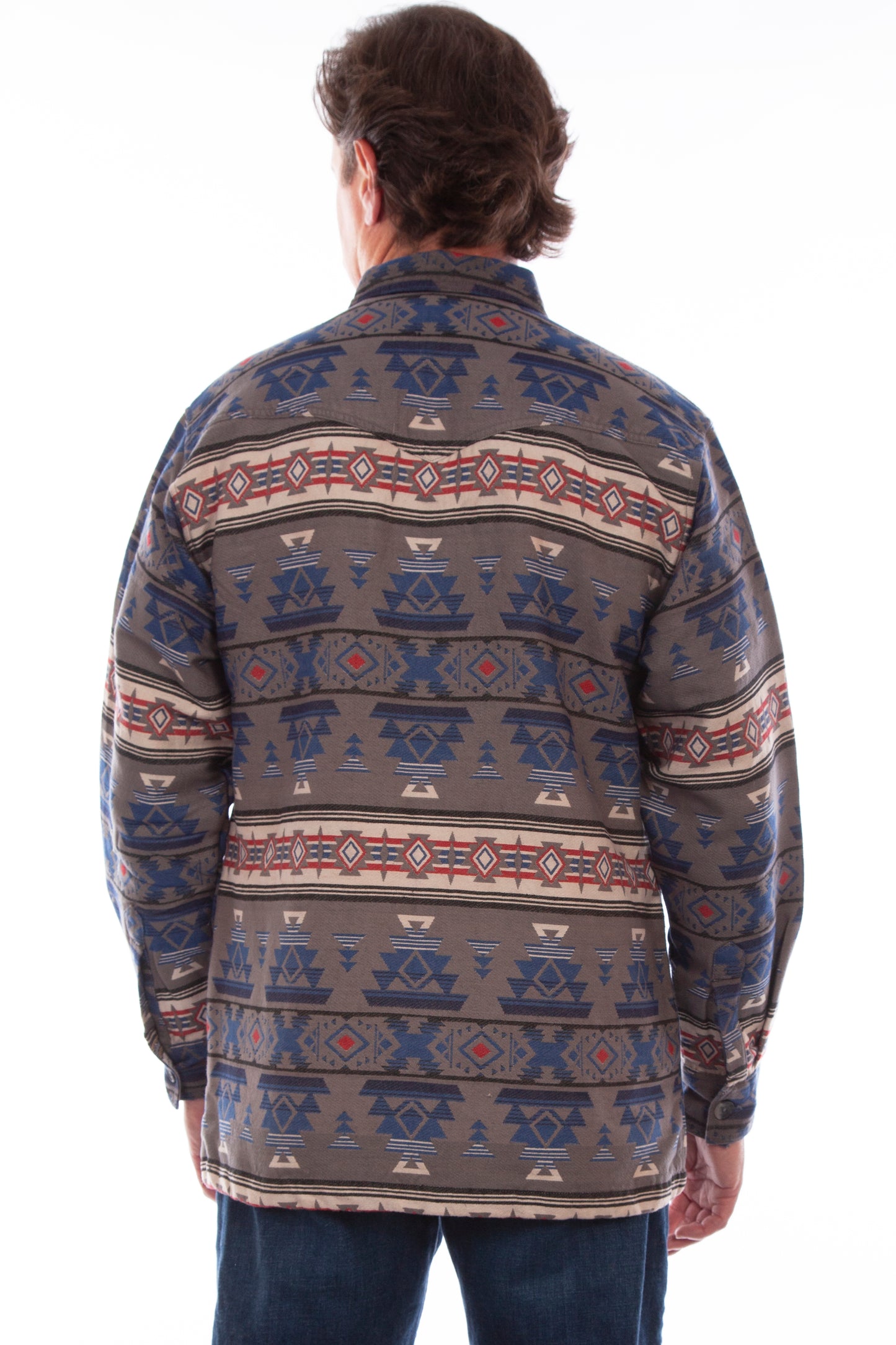 Scully Western Men's Southwest T-Shirt Jacket in Red and Blue