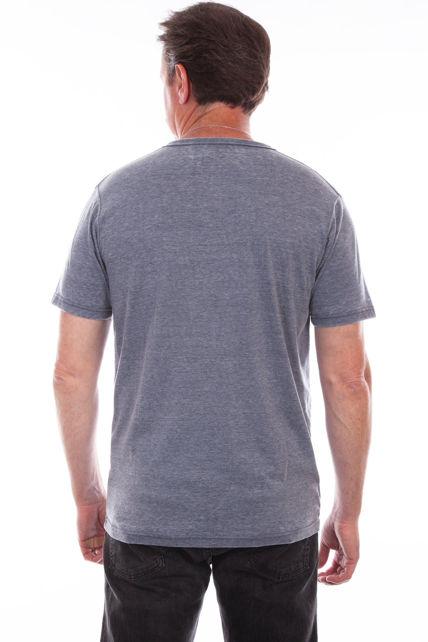 Scully Western Men's Henley Fitted T- Shirt in Denim
