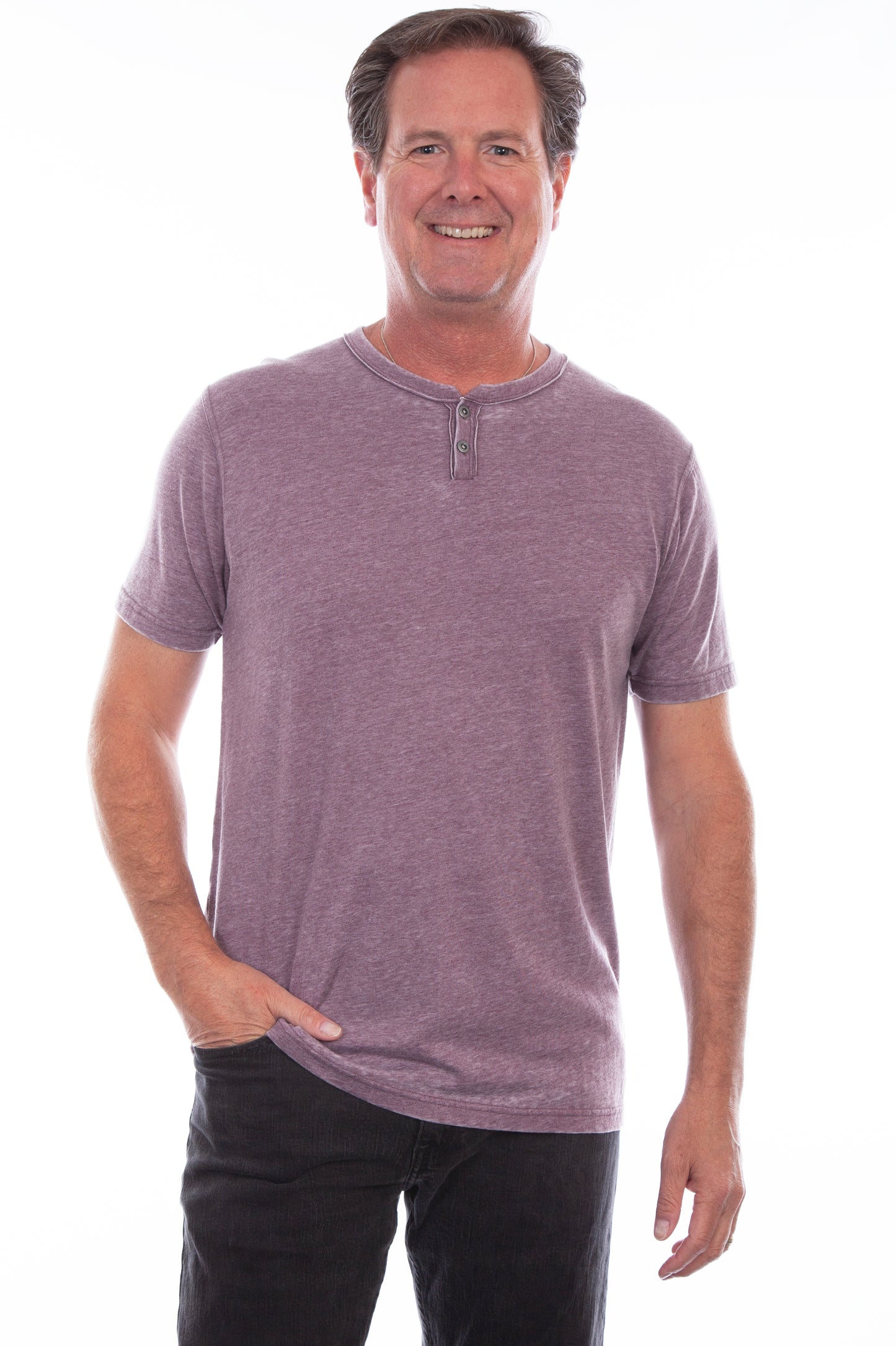 Scully Western Men's Henley Fitted T- Shirt in Wine