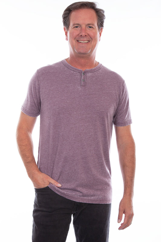 Scully Western Men's Henley Fitted T- Shirt in Wine