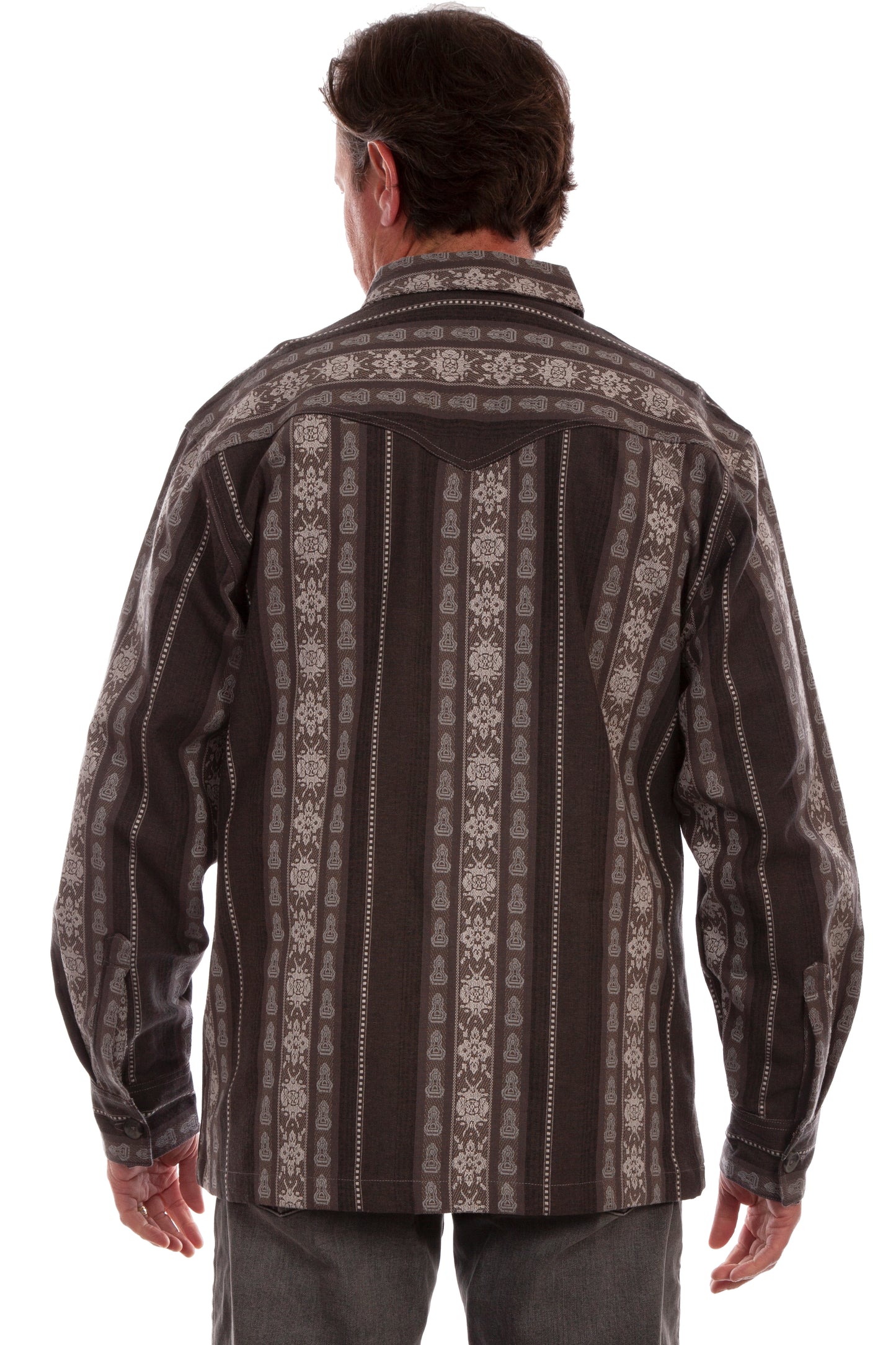 Scully Western Men's Jacquard Shirt Jacket in Charcoal