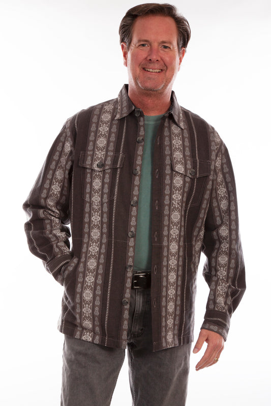 Scully Western Men's Jacquard Shirt Jacket in Charcoal
