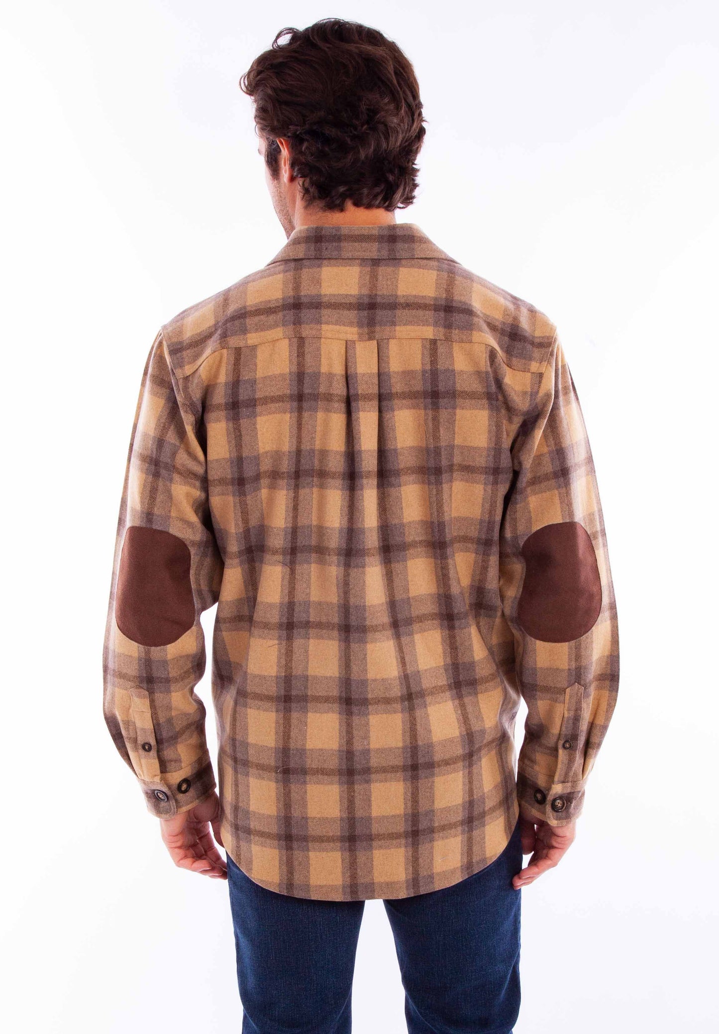 Scully Western Men's Heavy Weight Wool Blend Flannel Shirt in Tan