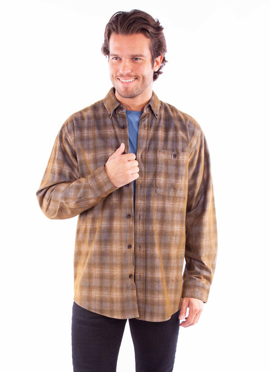 Scully Western Men's Sherpa Lined Shirt Jacket in Blue-Brown