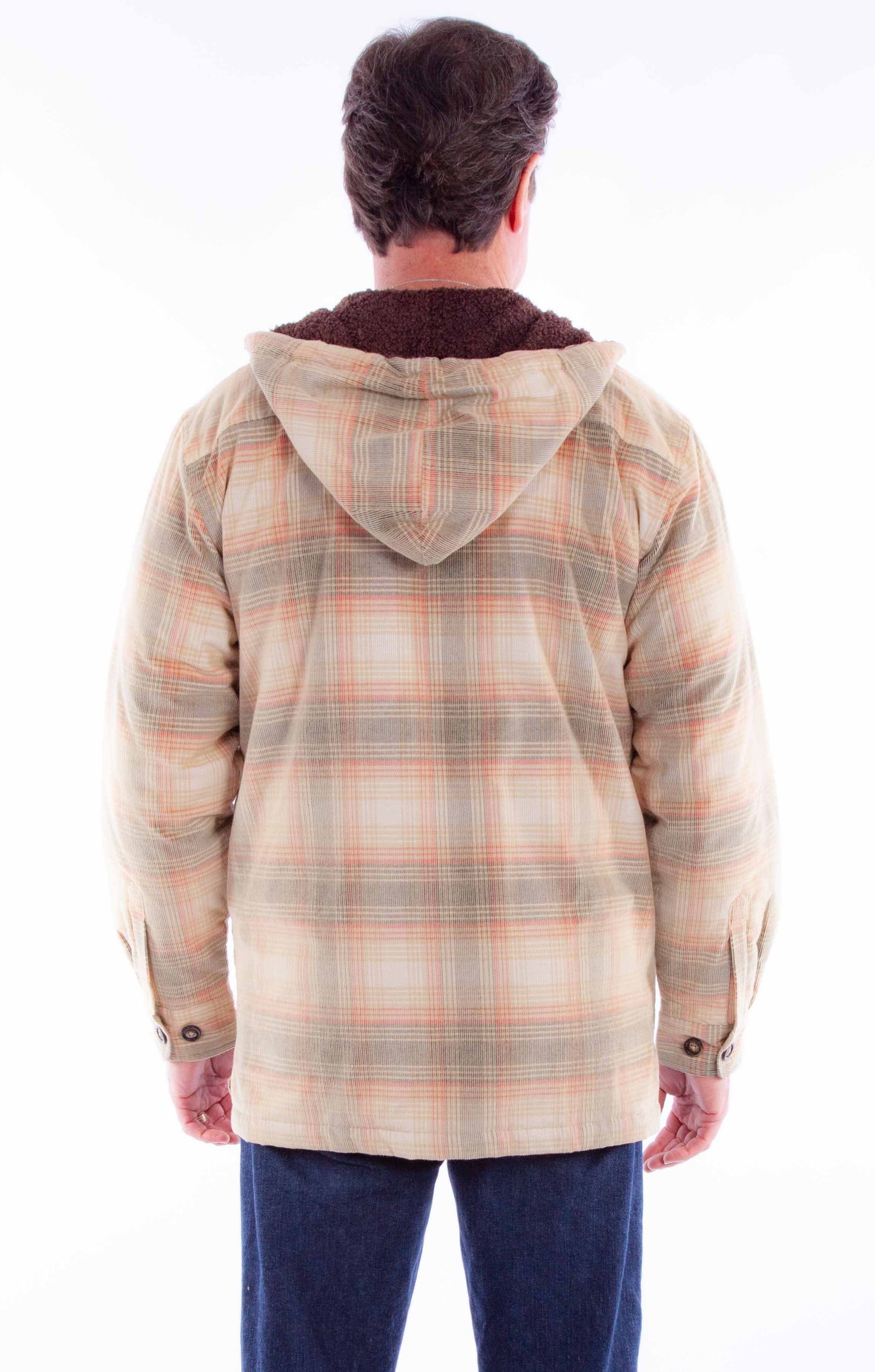 Scully Western Men's Sherpa Lined Corduroy Jacket in Tan-Red