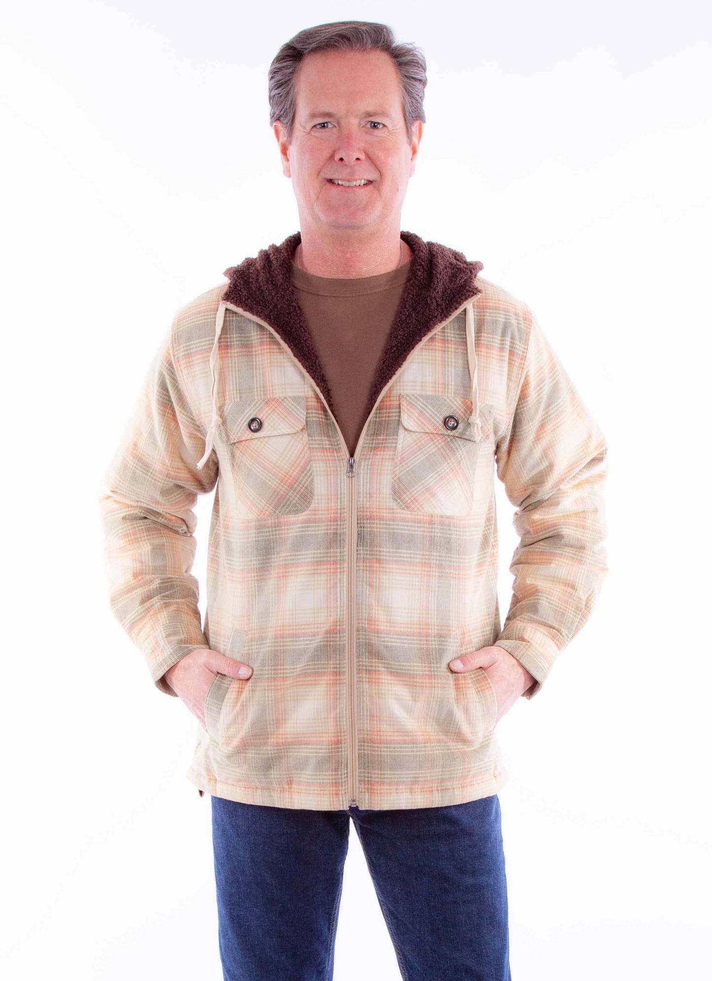 Scully Western Men's Sherpa Lined Corduroy Jacket in Tan-Red