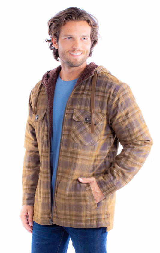 Scully Western Men's Sherpa Lined Plaid Jacket in Navy-Brown